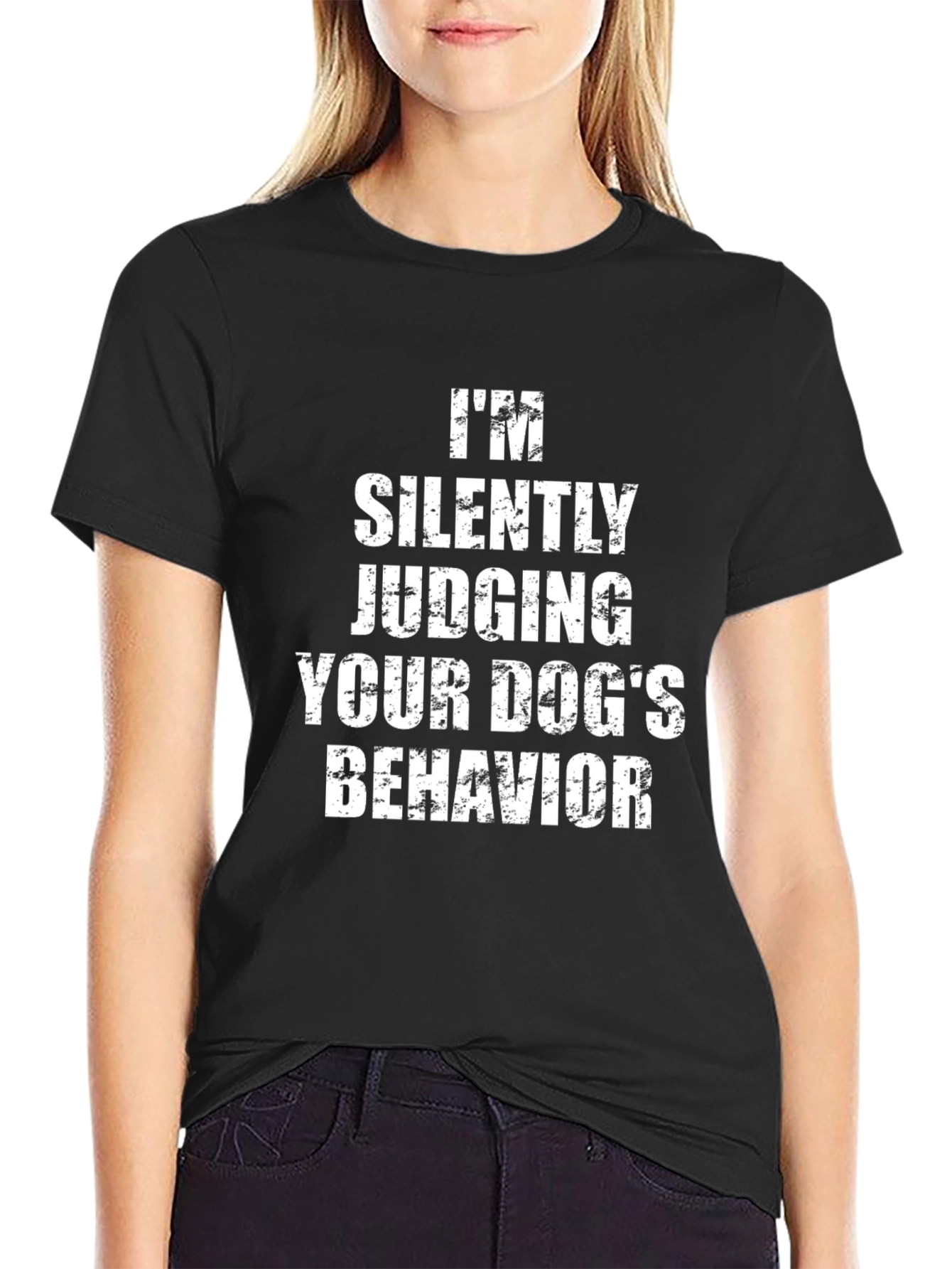 Black Dog Lover Novelty Tee: Silently Judging Your Dog's Behavior view 2