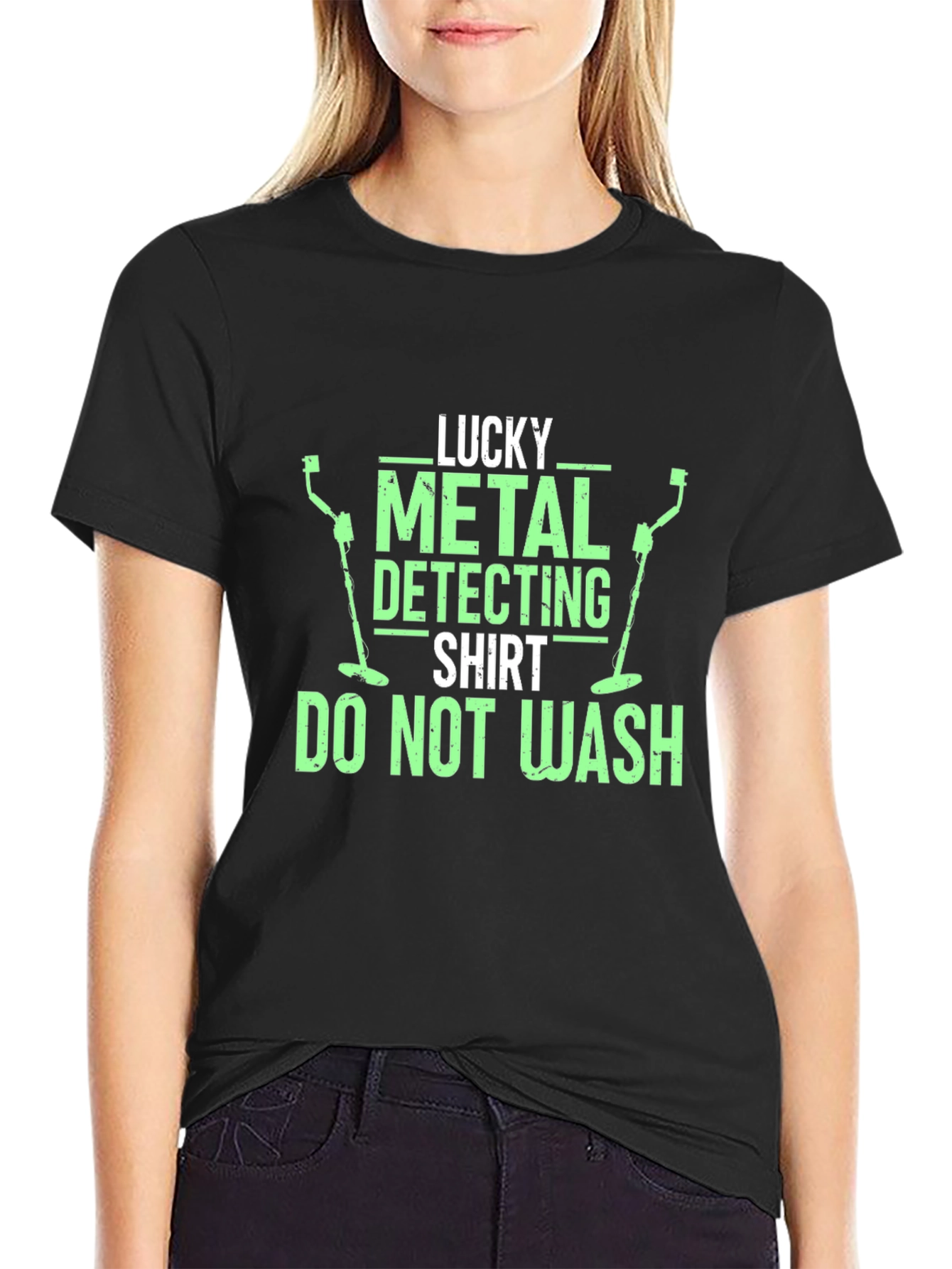 Black Lucky Metal Detecting Shirt - Novelty Graphic Tee view 2