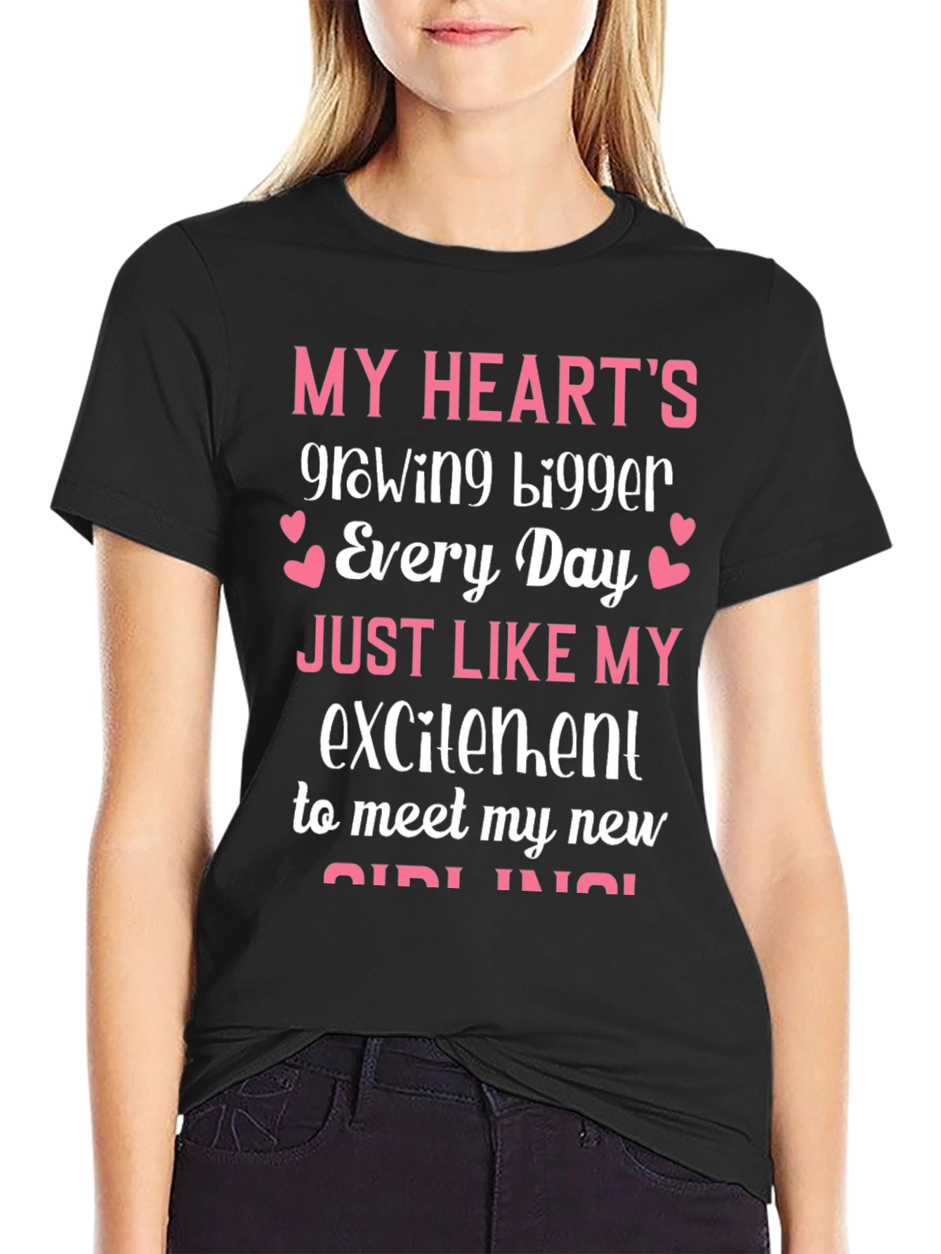 Black My Heart's Growing Bigger New Grandchild Unisex T-Shirt view 2