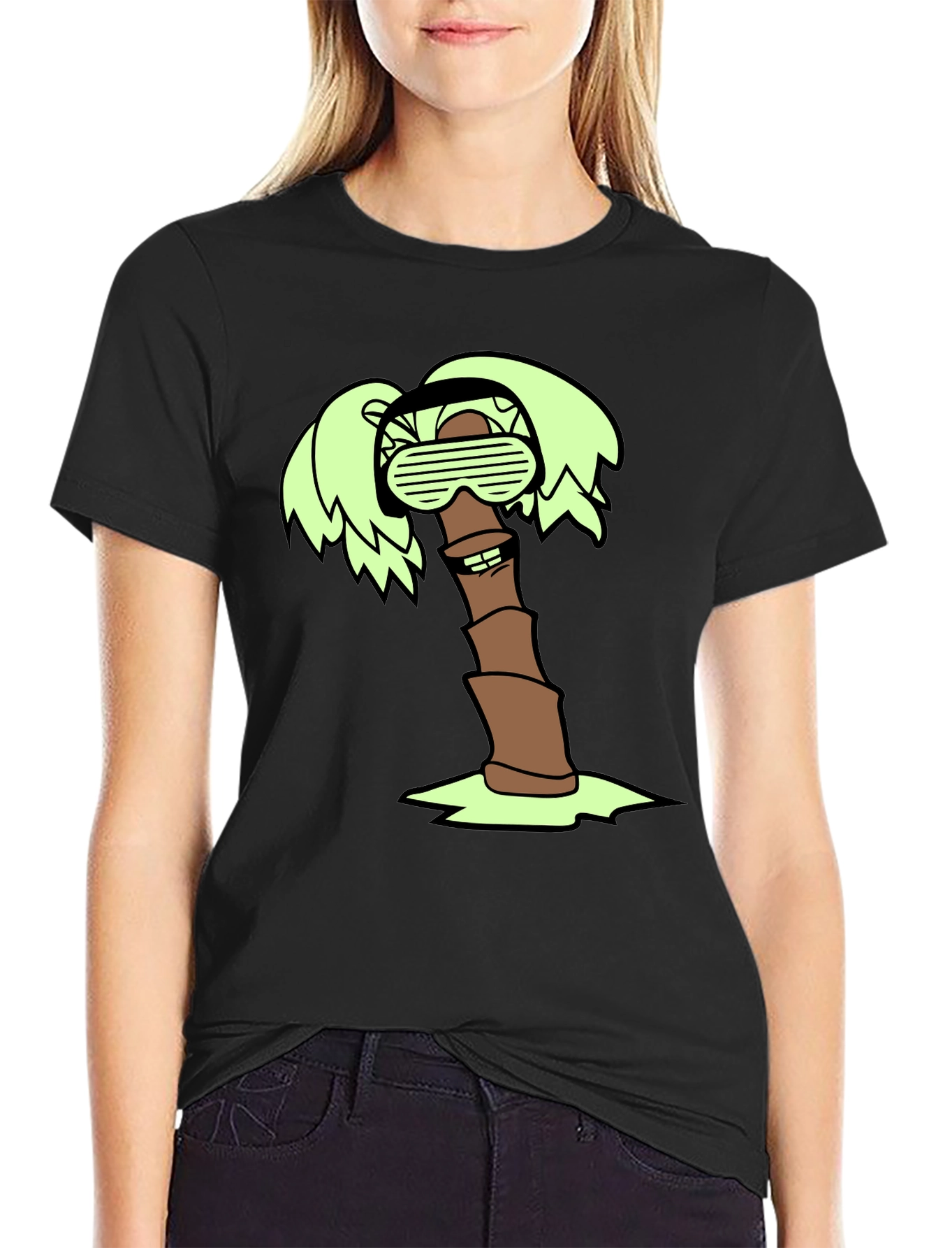 Black Cool Palm Tree Graphic T-Shirt view 2