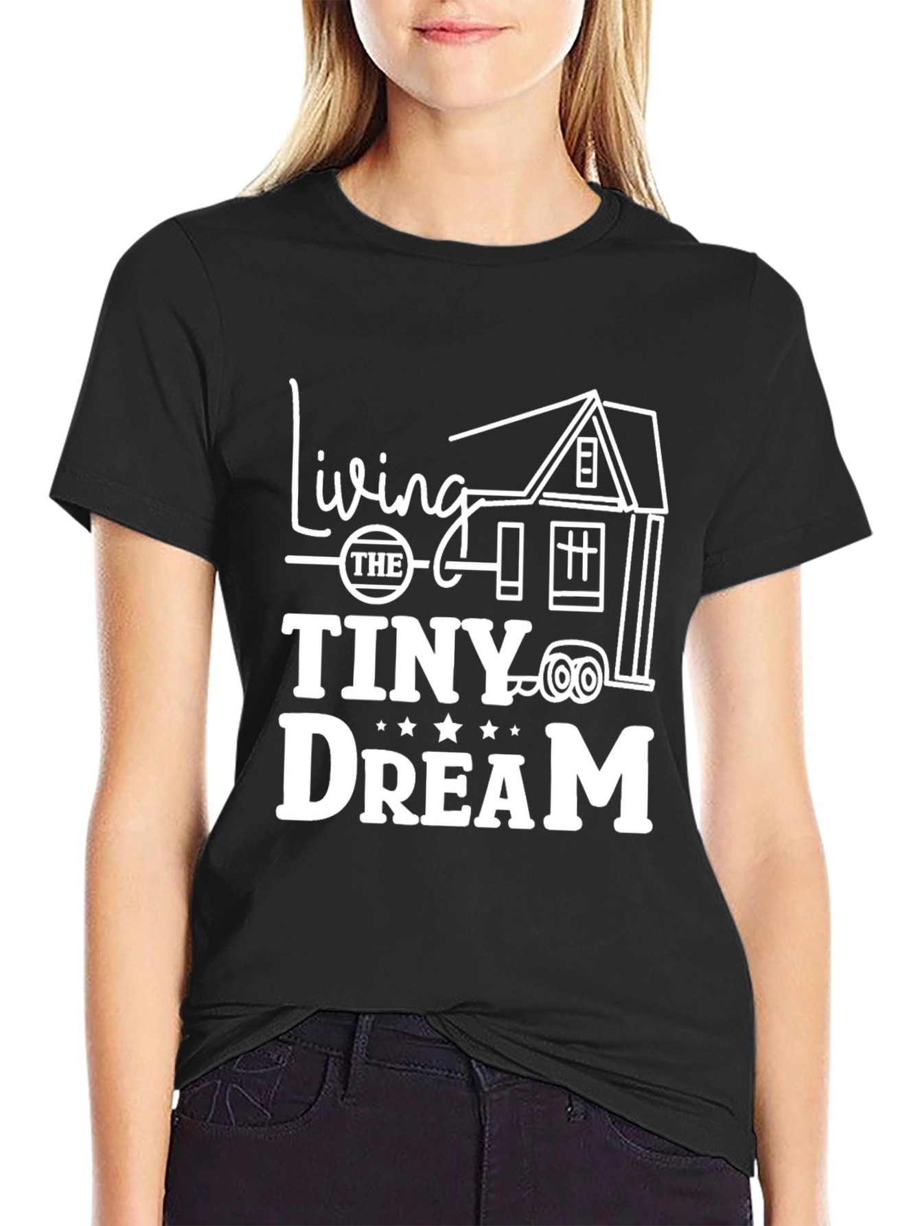 Living the Tiny Dream Black Graphic T-Shirt - 2