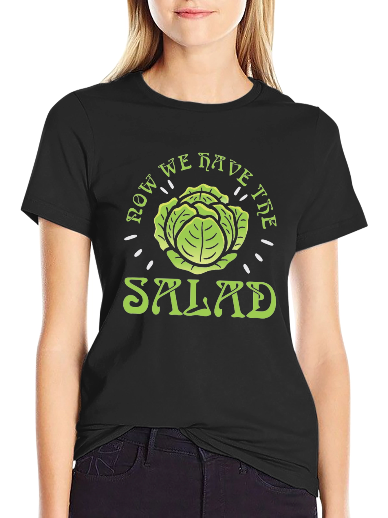 Black Now We Have the Salad T-Shirt - Funny Cabbage Tee view 2