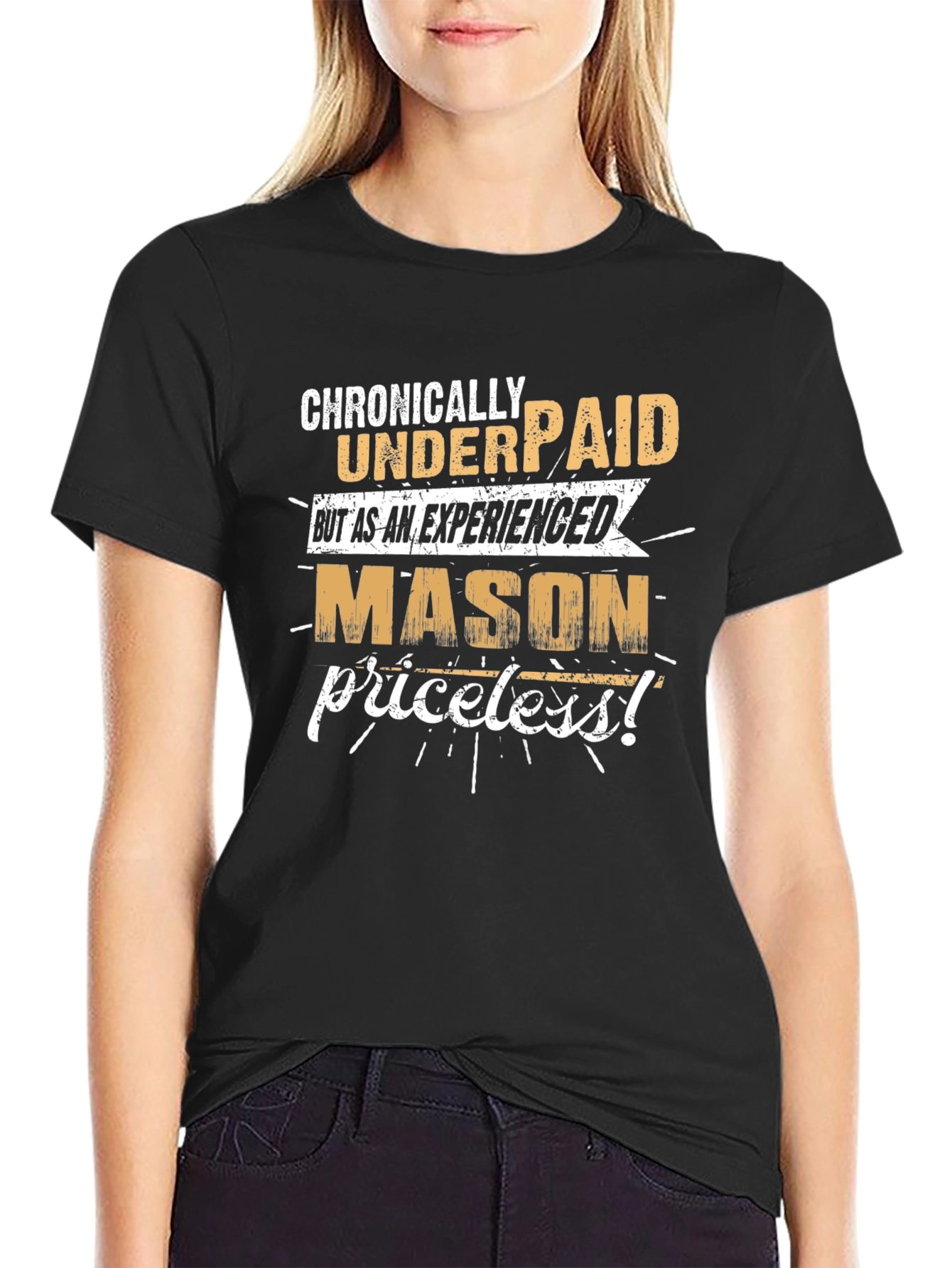 Black Chronically Underpaid Mason Graphic T-Shirt view 2