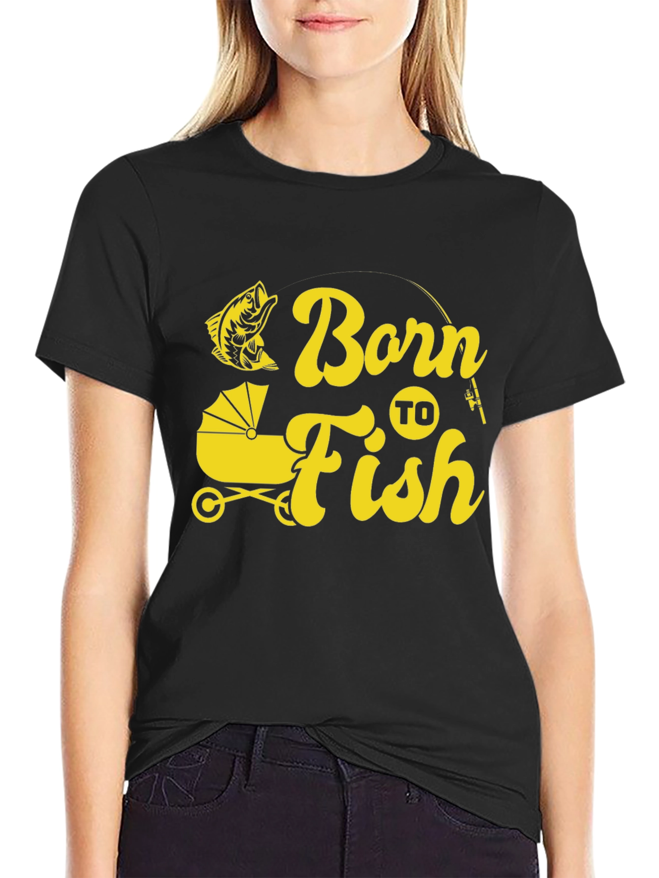 Born To Fish Graphic T-Shirt - Black - 2