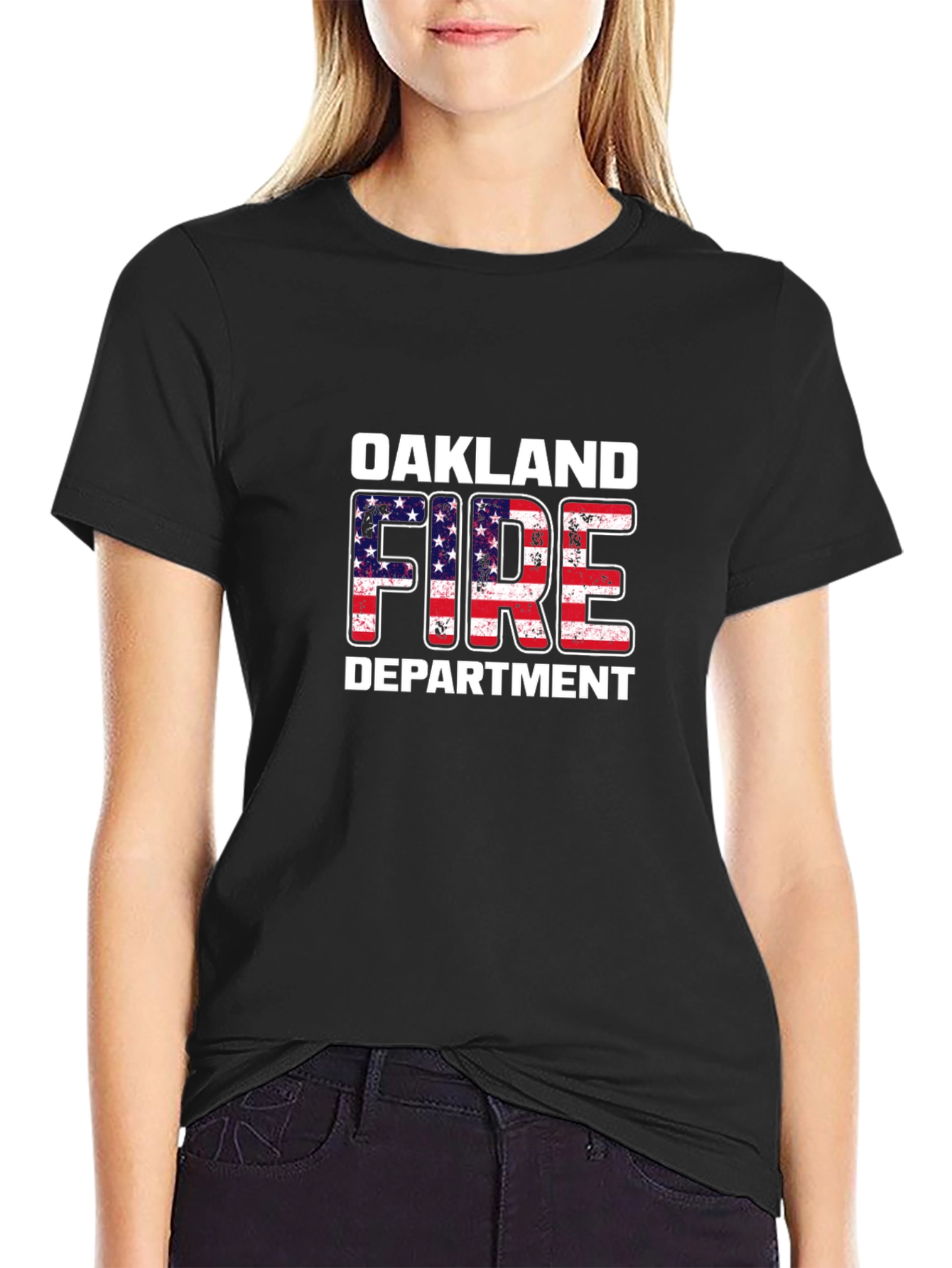 Black Oakland Fire Department T-Shirt view 2