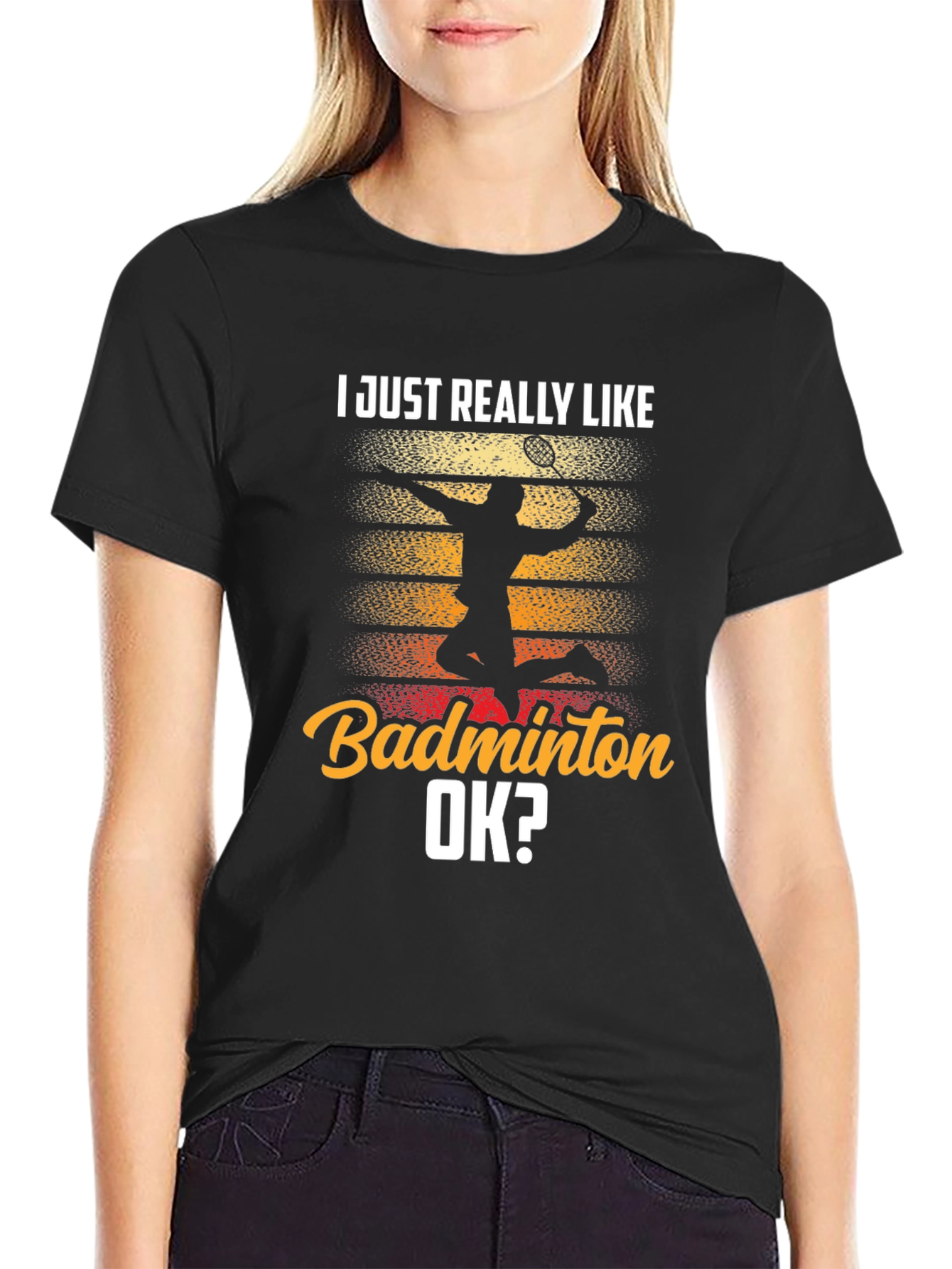 Black Badminton Lover T-Shirt - Funny Sports Tee view 2