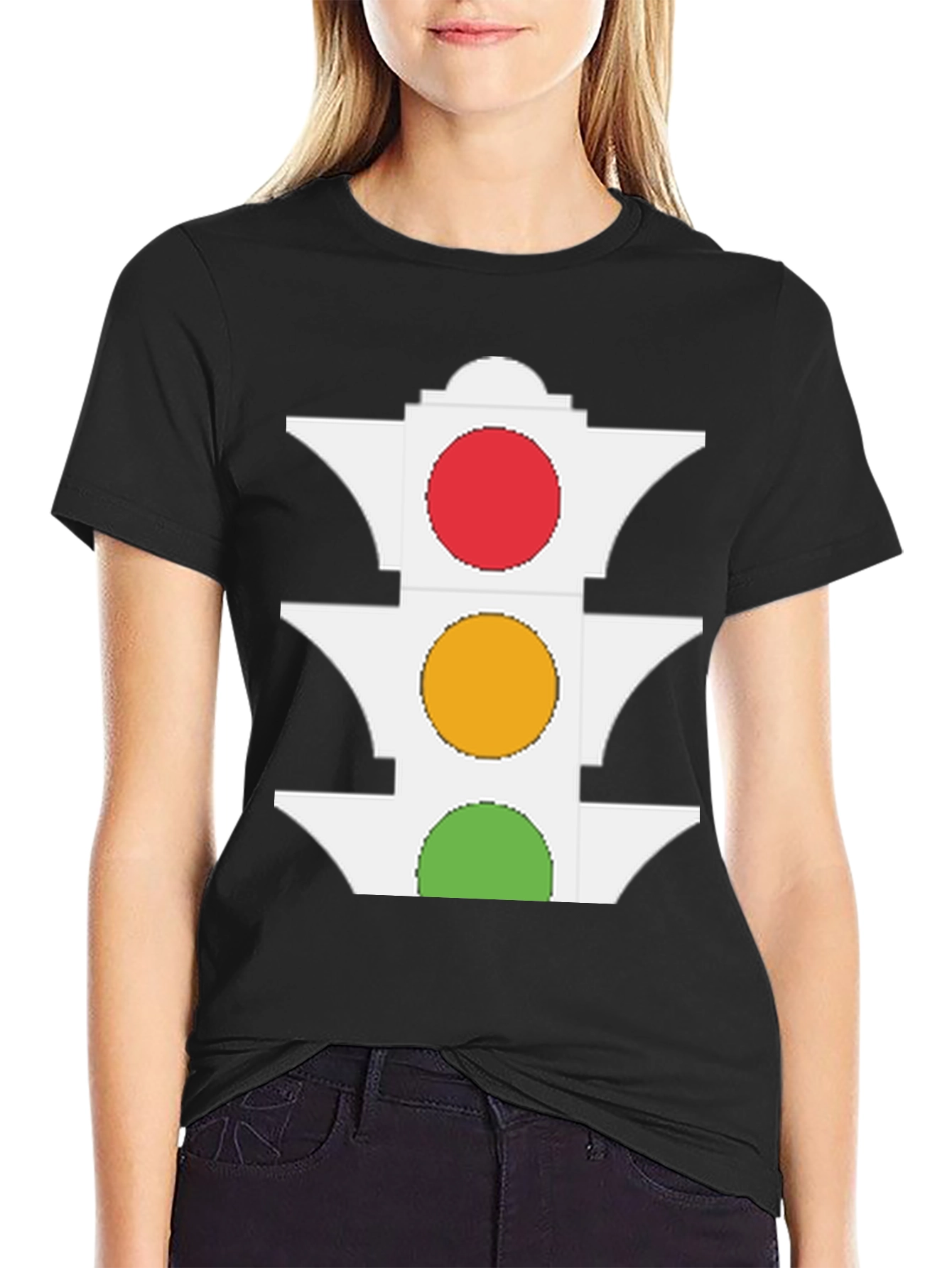 Black Traffic Light Graphic Tee - Stay Visible & Stylish! view 2