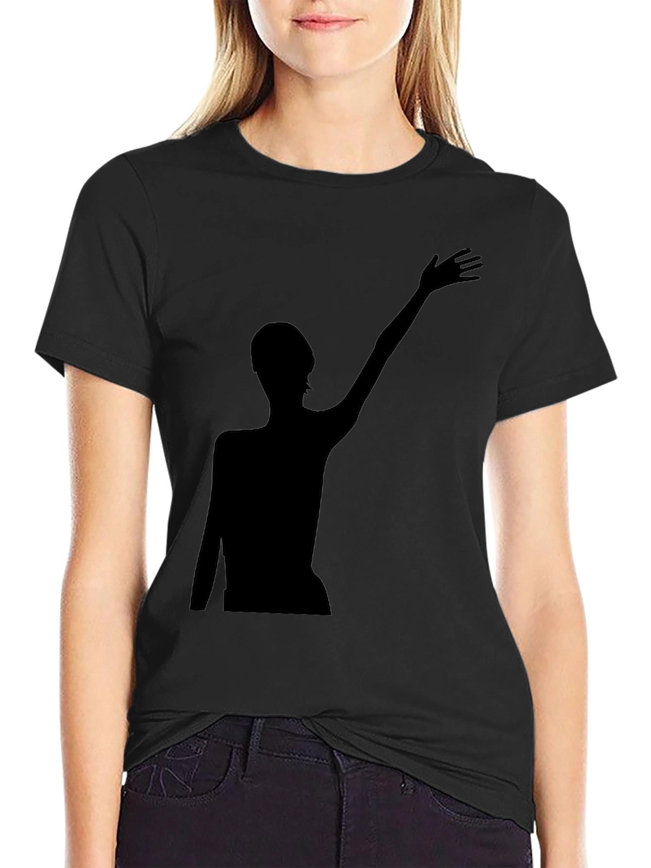 Black Silhouette Graphic Tee - Modern Black T-Shirt view 2