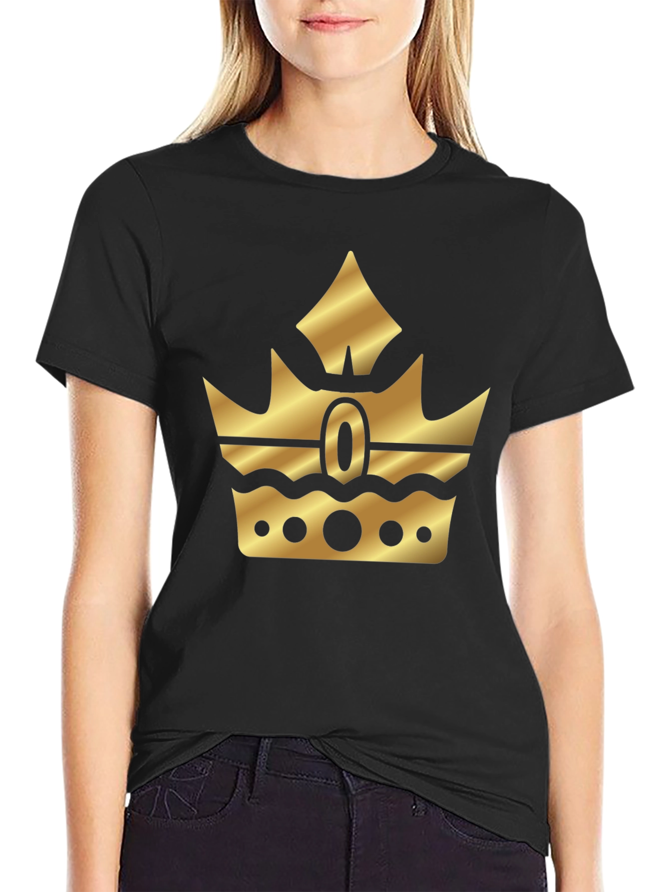 Black Gold Crown Graphic Black T-Shirt view 2