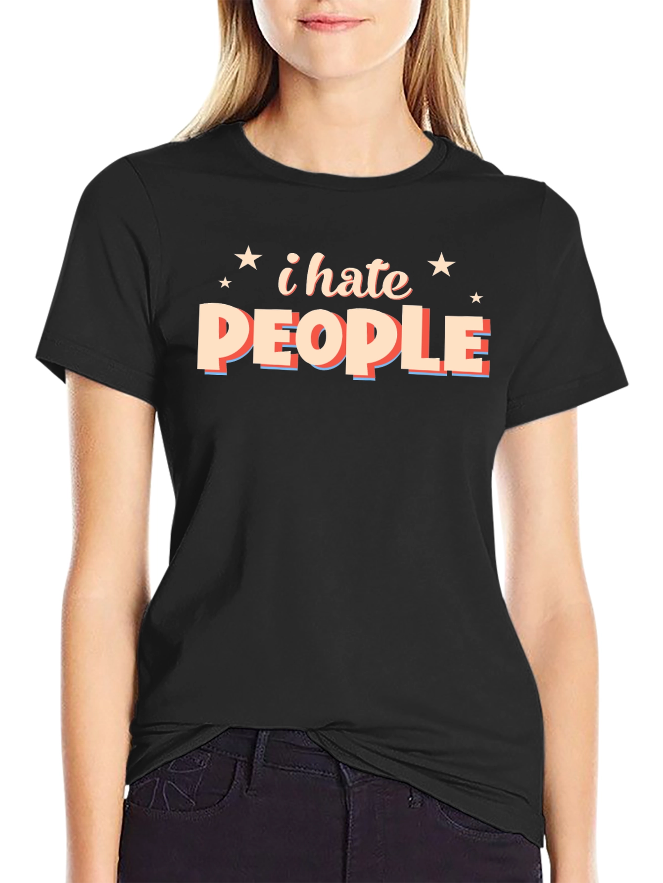 Black I Hate People Graphic T-Shirt view 2