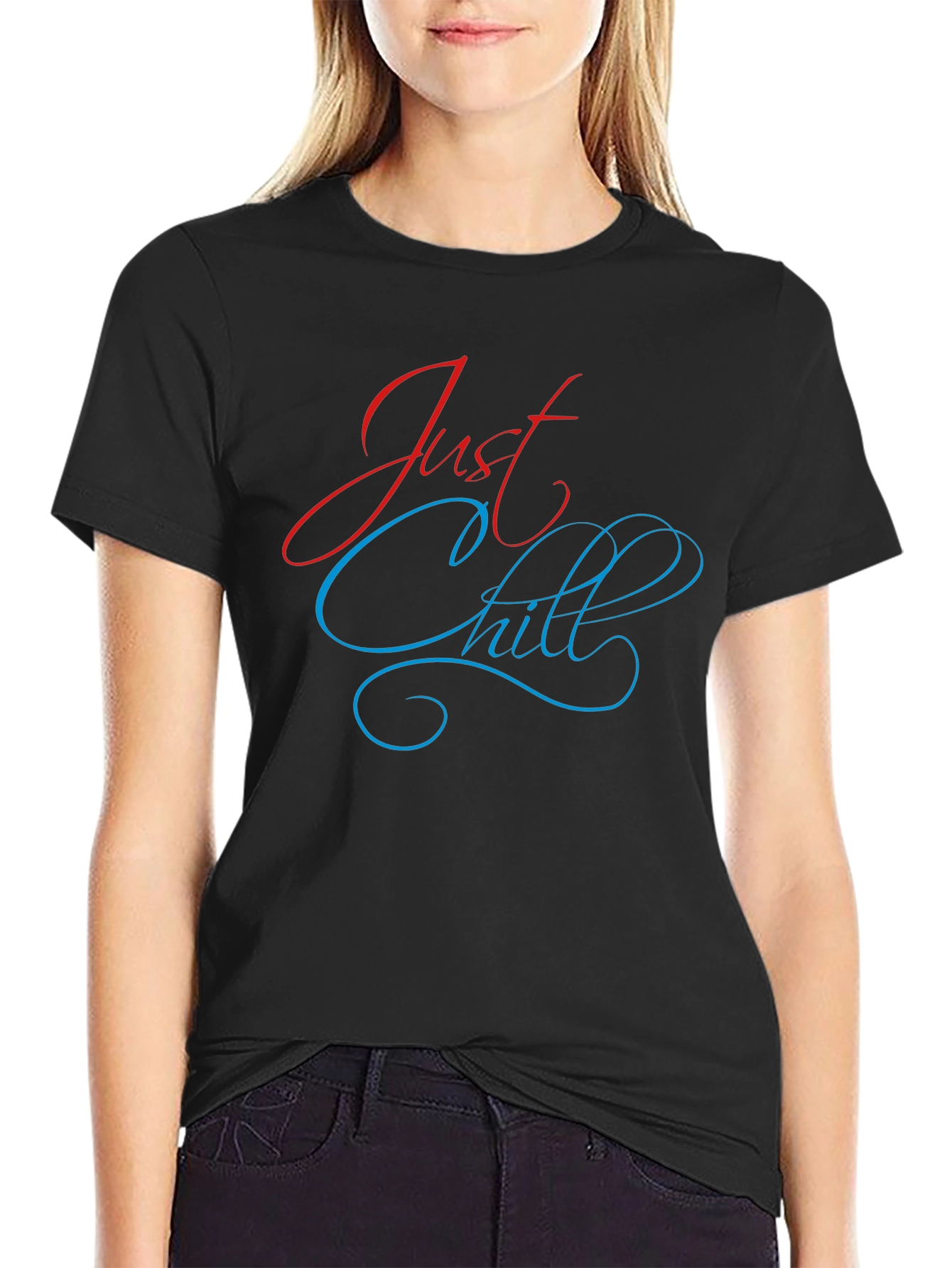 Black Just Chill Black T-Shirt: Stylish Graphic Tee for Relaxed Comfort view 2