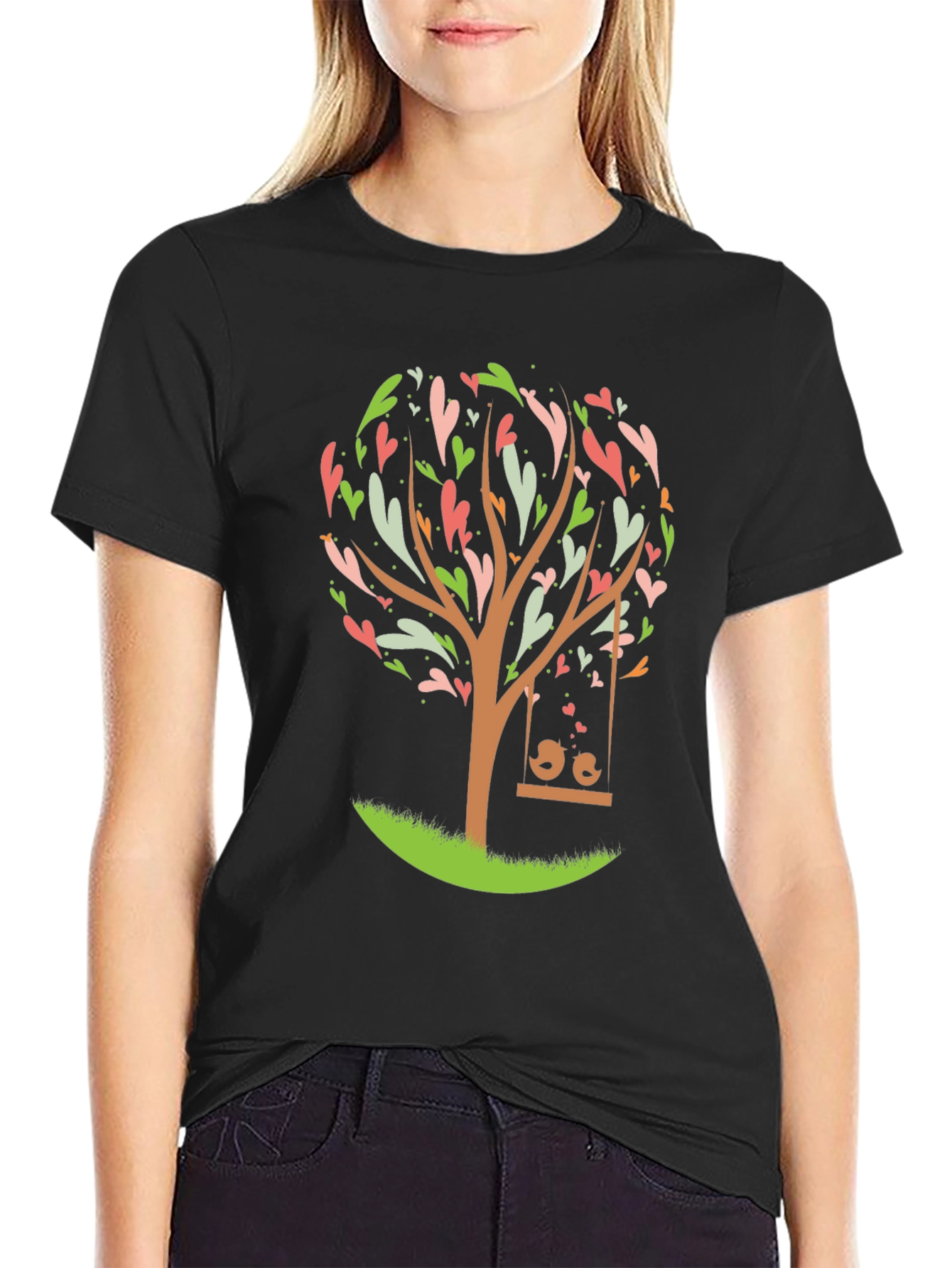 Black Love Tree Graphic Tee - Romantic Design view 2
