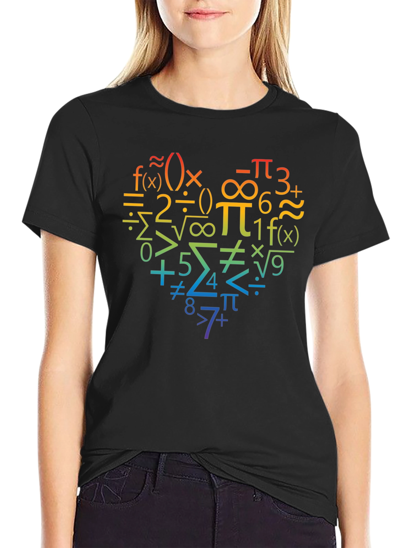 Black Math Heart T-Shirt - Perfect for Math Lovers view 2