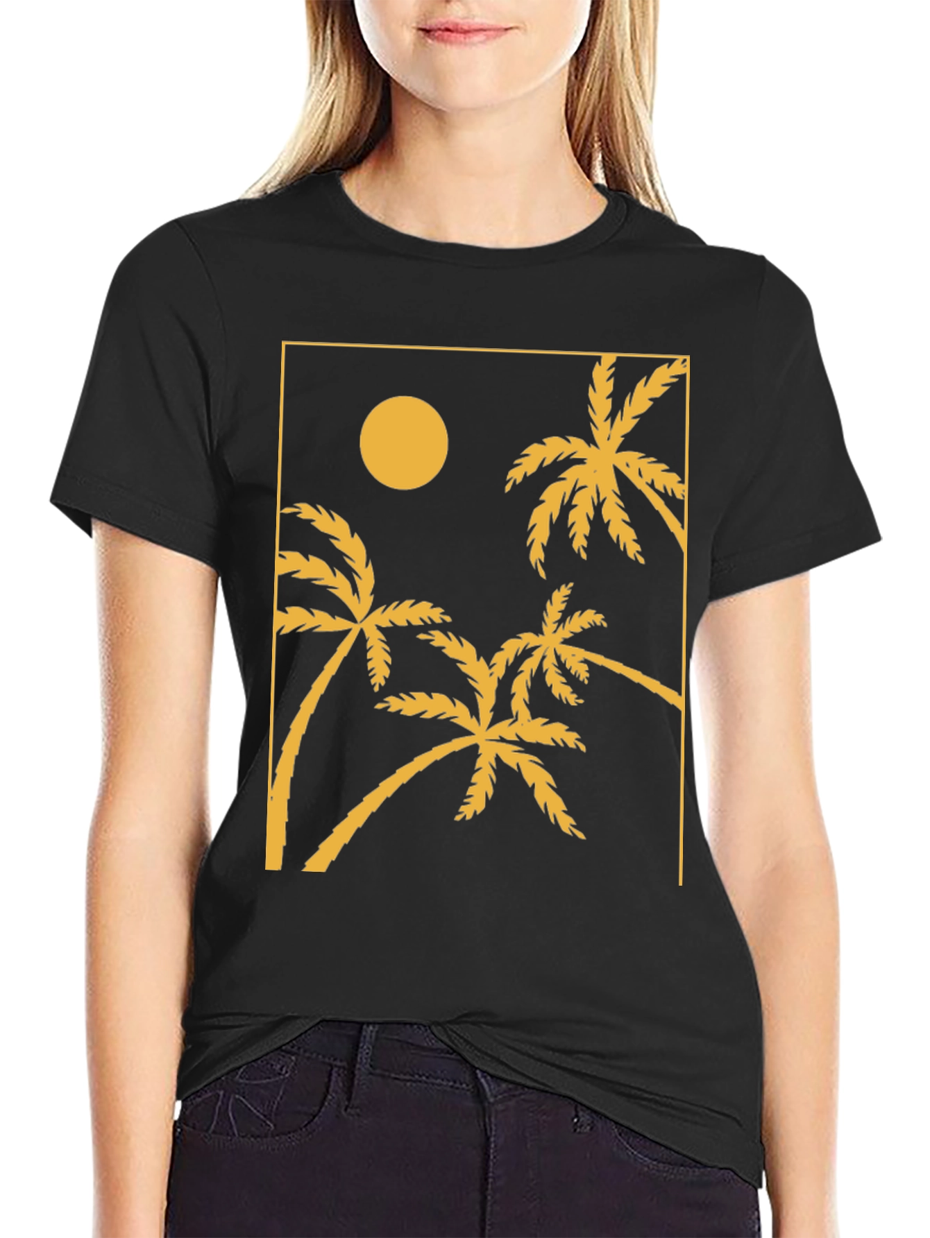 Black Palm Tree Graphic Tee - Tropical Vibes view 2