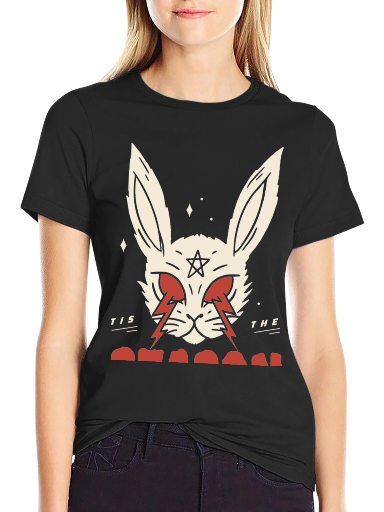Black Occult Rabbit Graphic Tee view 2
