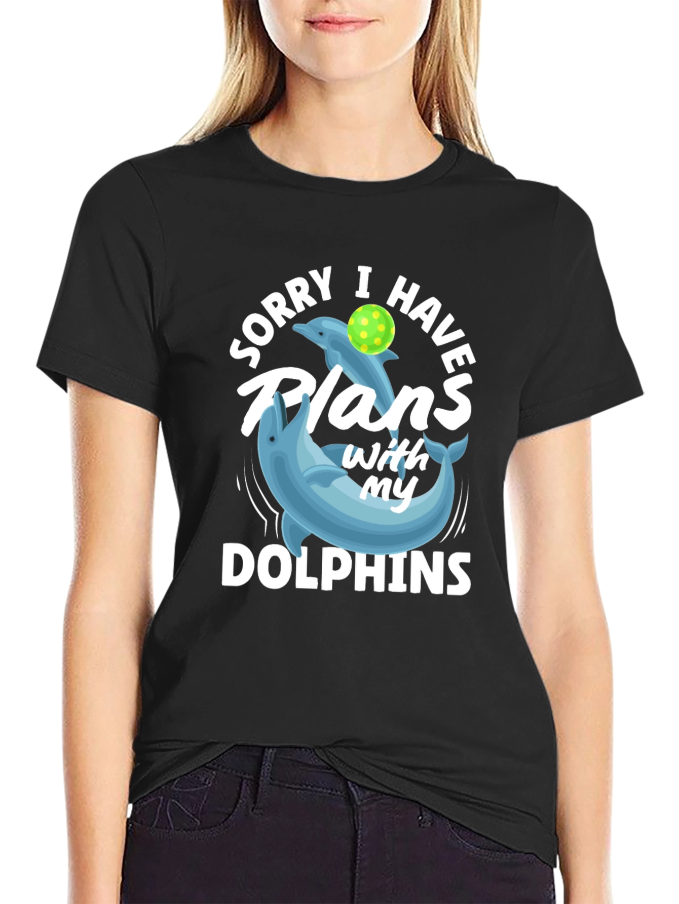 Black Dolphin Plans Graphic T-Shirt view 2