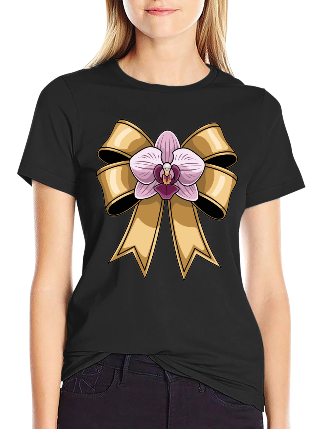 Black Orchid Bow Black T-Shirt view 2