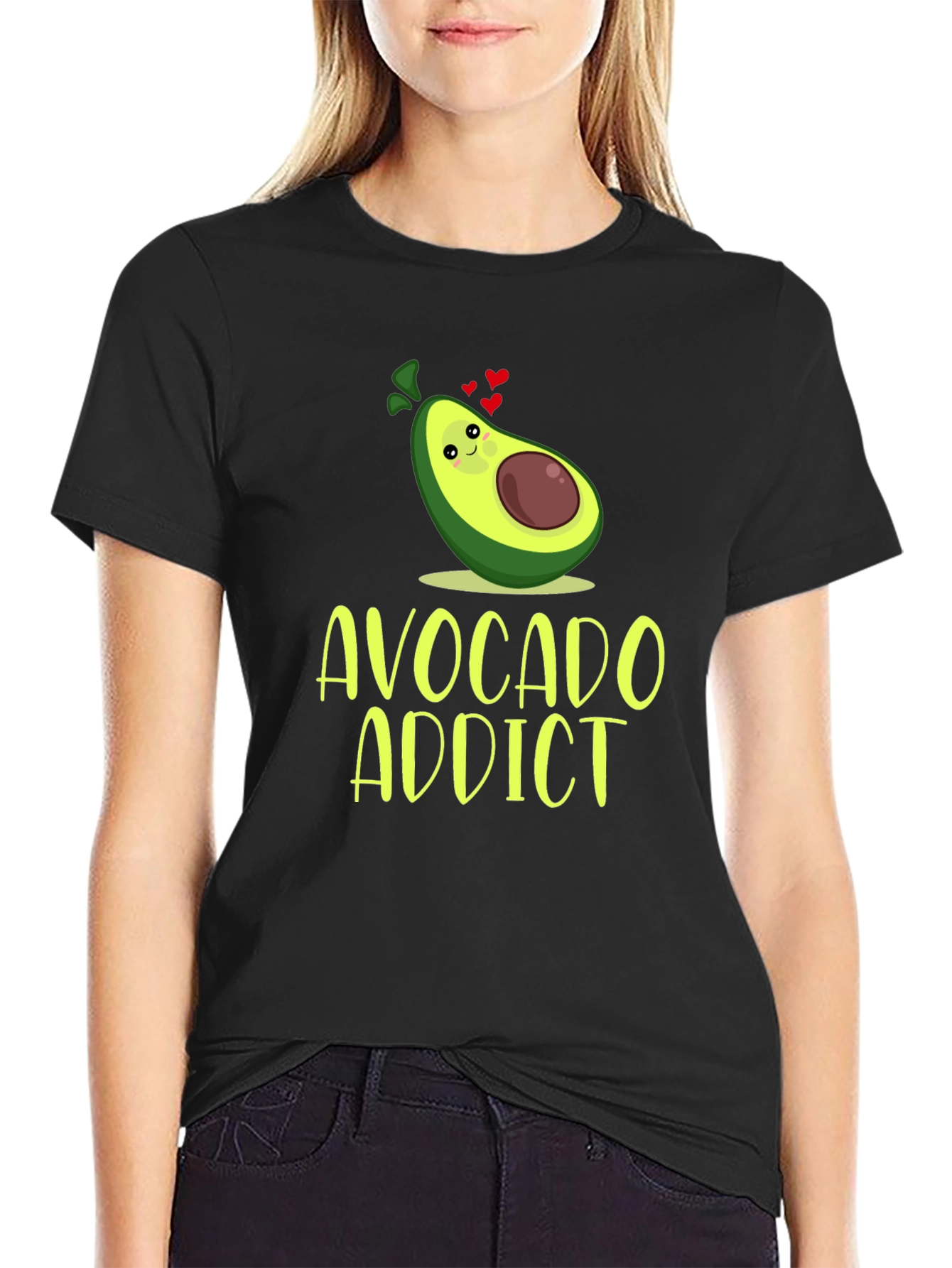 Black Avocado Addict Graphic Tee - Trendy Foodie T-Shirt view 2