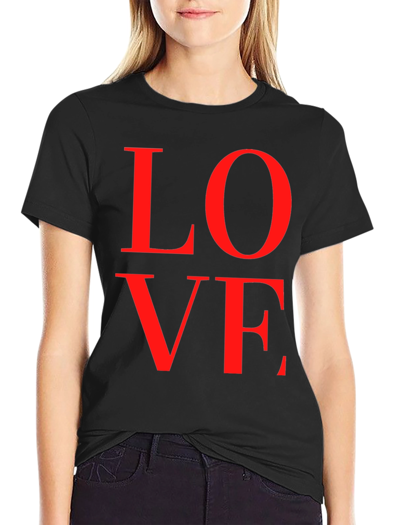 Black Love Tee - Red Letters on Black view 2