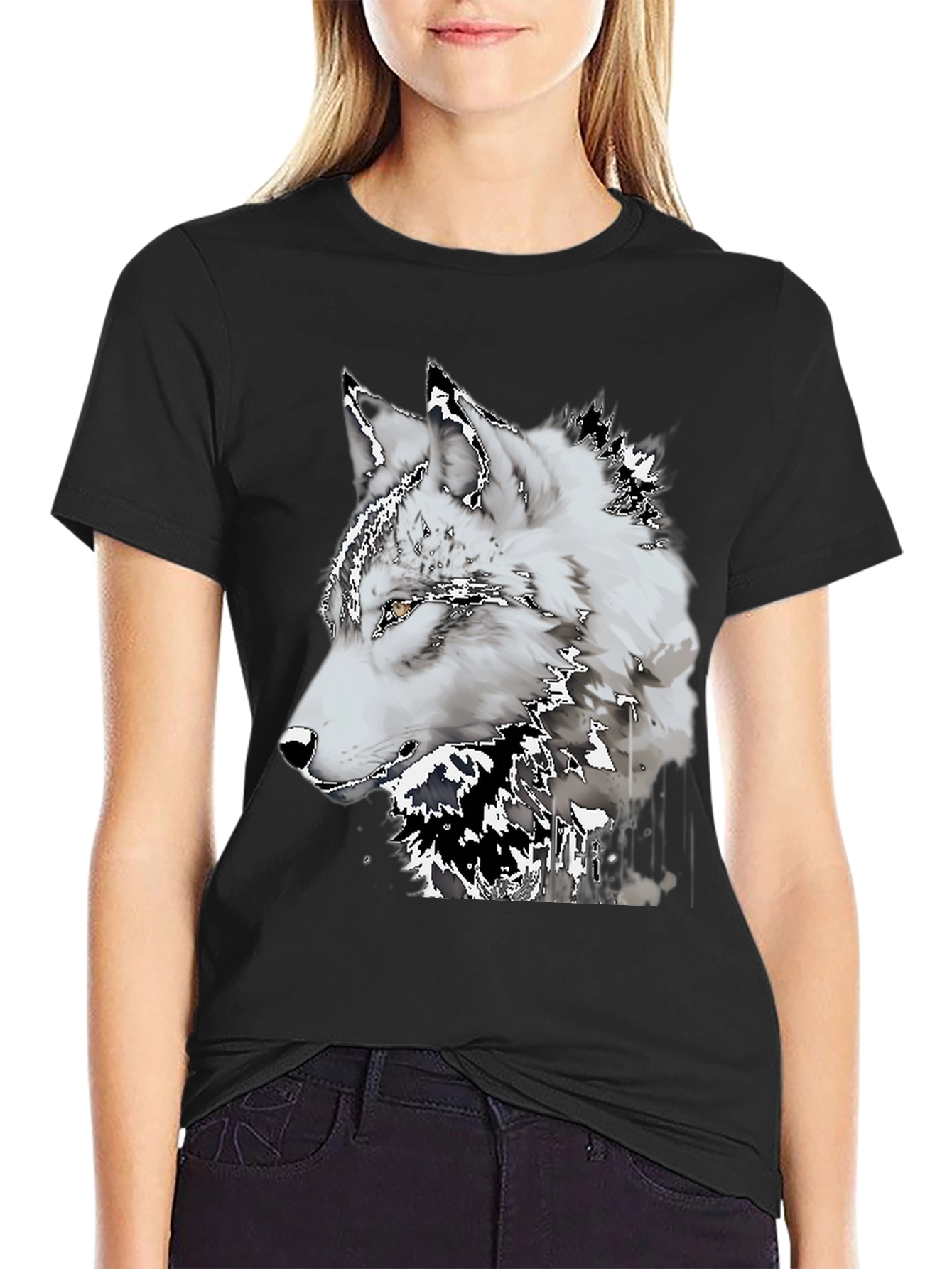 Black Wolf Graphic Tee - Black Short Sleeve Shirt view 2