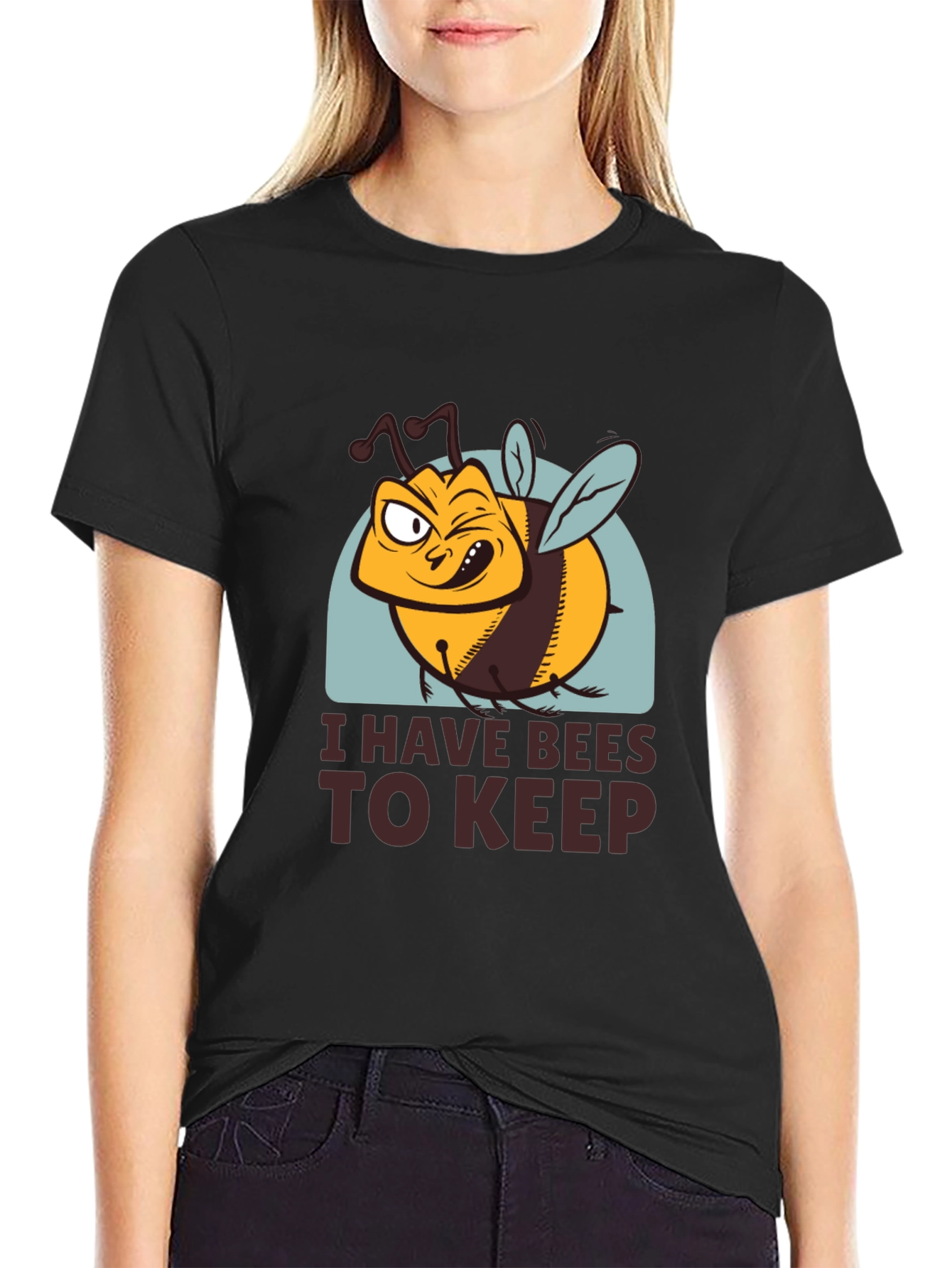 Black I Have Bees To Keep Funny T-Shirt view 2