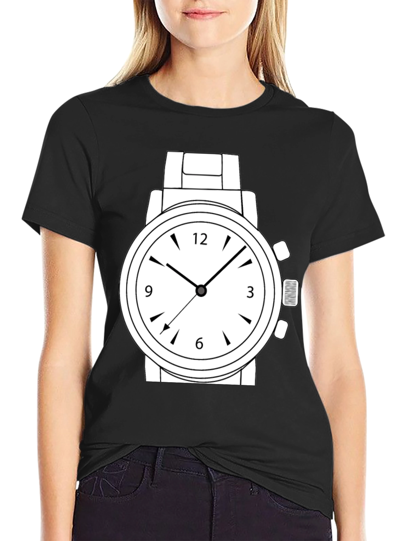 Black Men's Graphic T-Shirt - Watch Design view 2