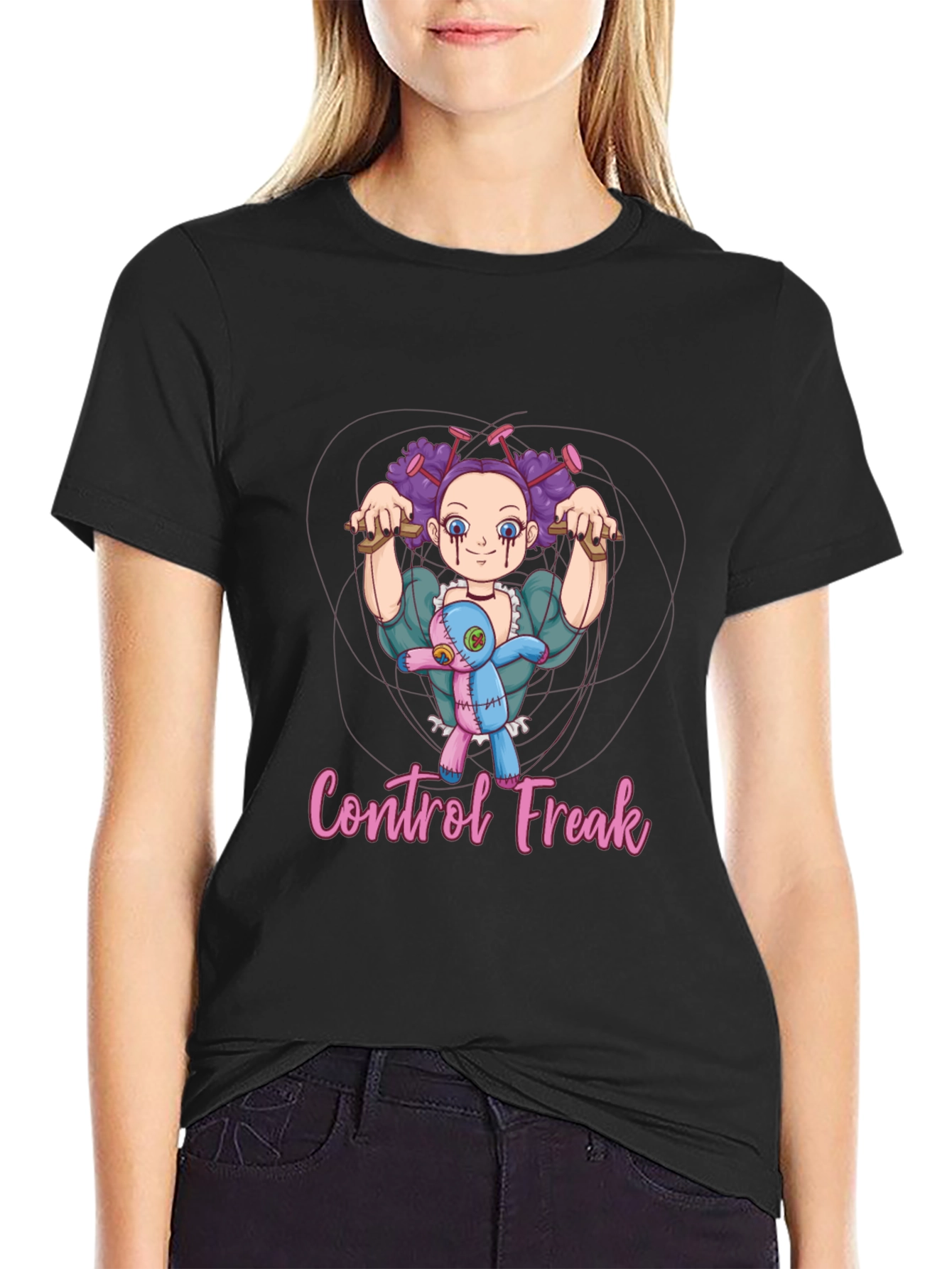 Black Control Freak Graphic T-Shirt view 2