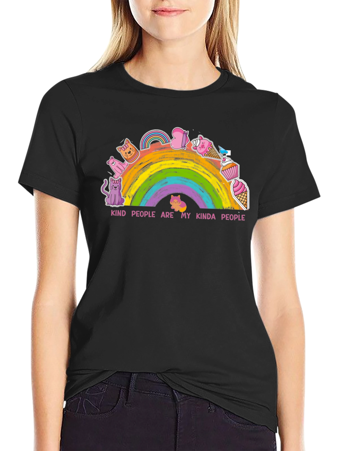 Black Kind People Rainbow Graphic Tee view 2