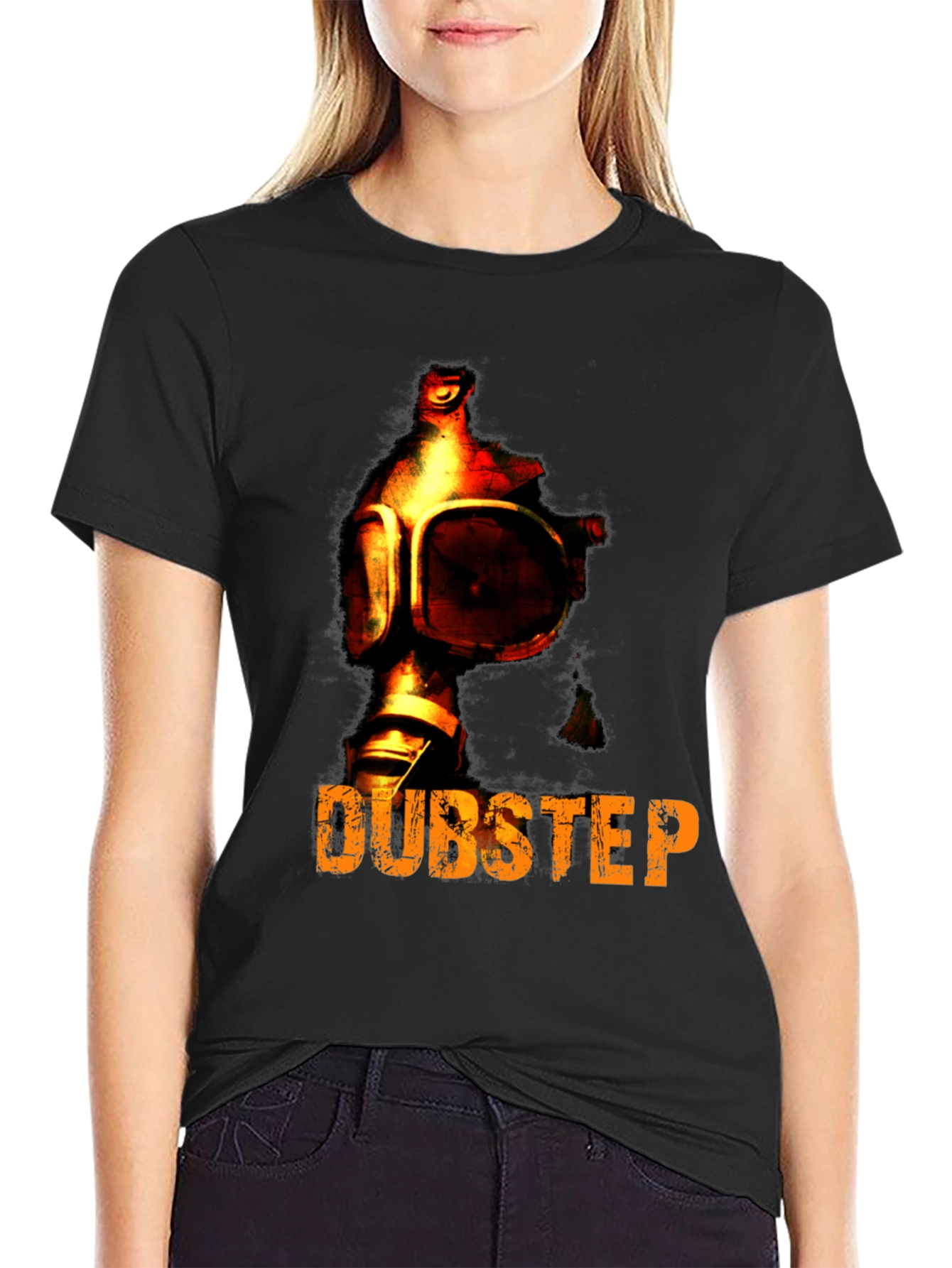Black Dubstep Gas Mask Graphic T-Shirt view 2