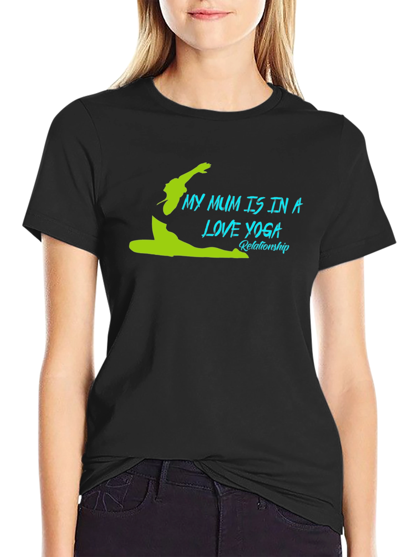 Black Yoga Mum Black T-Shirt view 2