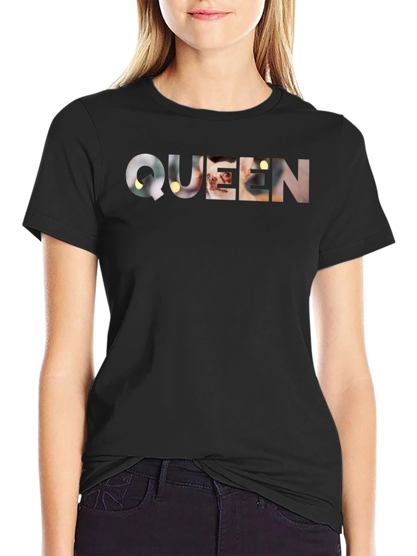 Black Queen Dog Tee - Novelty Graphic T-Shirt view 2