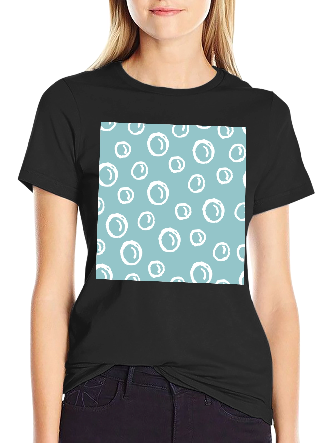 Black Bubble Pattern T-Shirt view 2