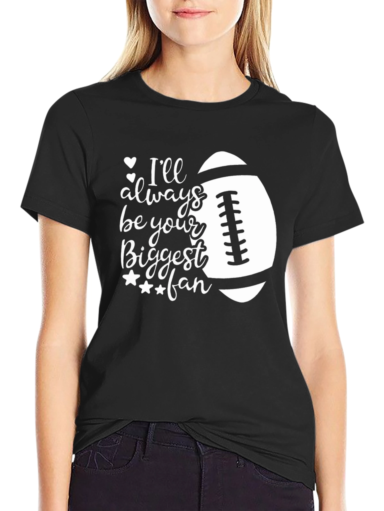 Black Biggest Fan Football Graphic Tee view 2