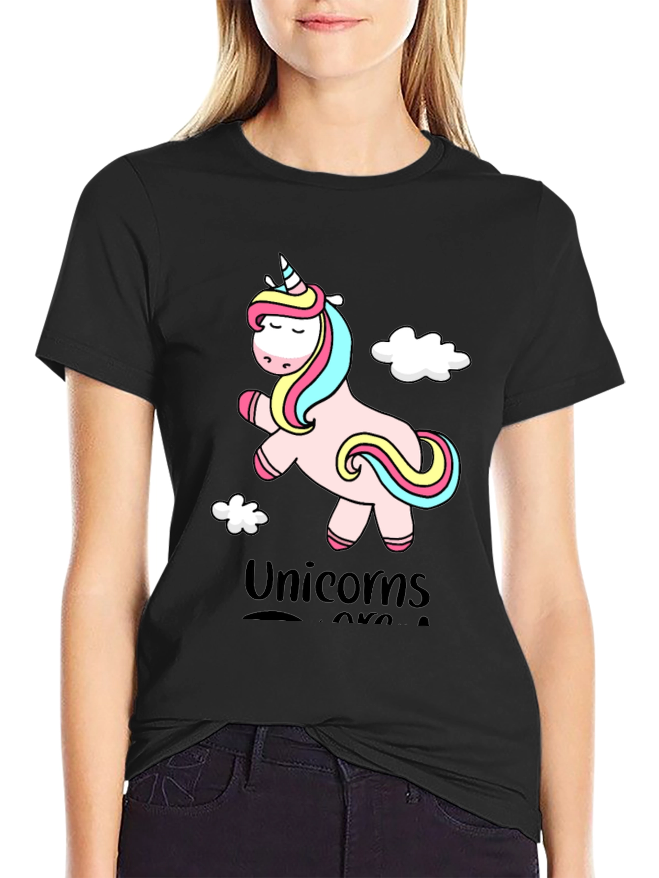Black Unicorns Are Real Graphic Tee - Black view 2