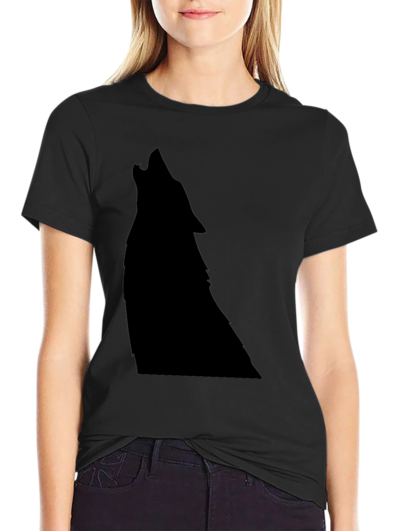 Black Black Wolf Silhouette Graphic Tee view 2