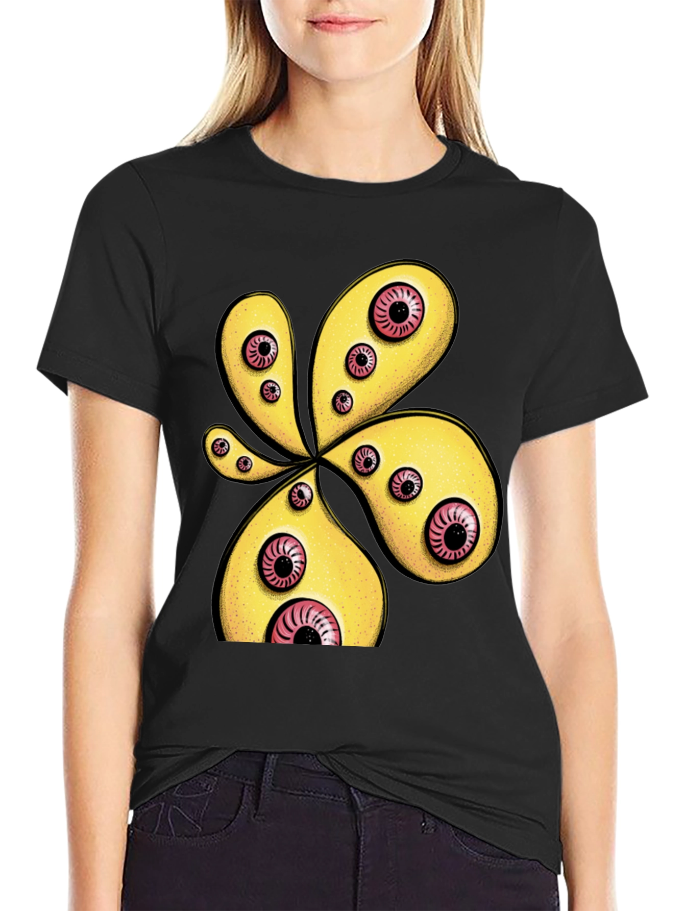 Black Eye-Catching Graphic Print Black T-Shirt view 2