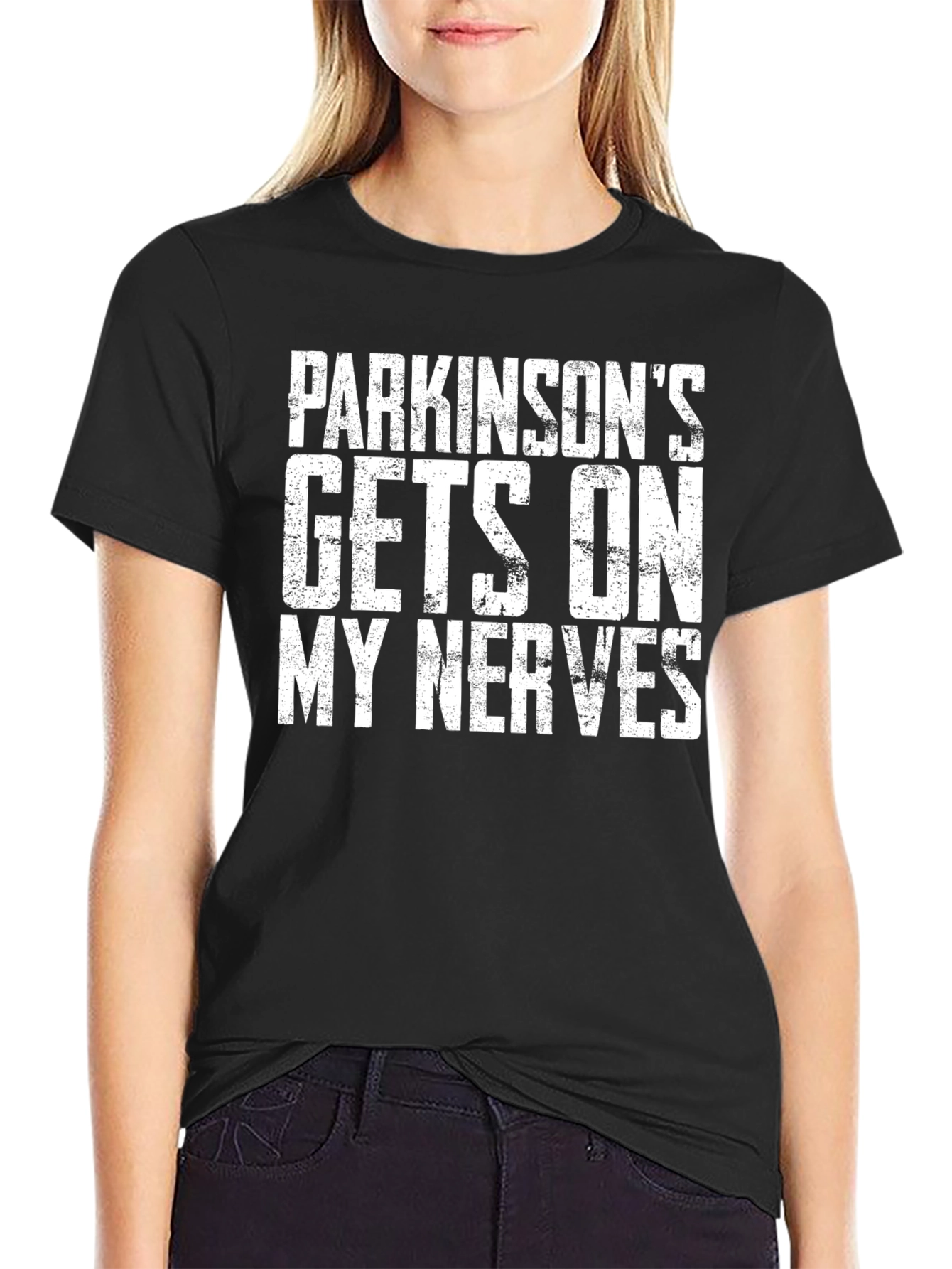 Black Parkinson's Gets On My Nerves Graphic Tee view 2