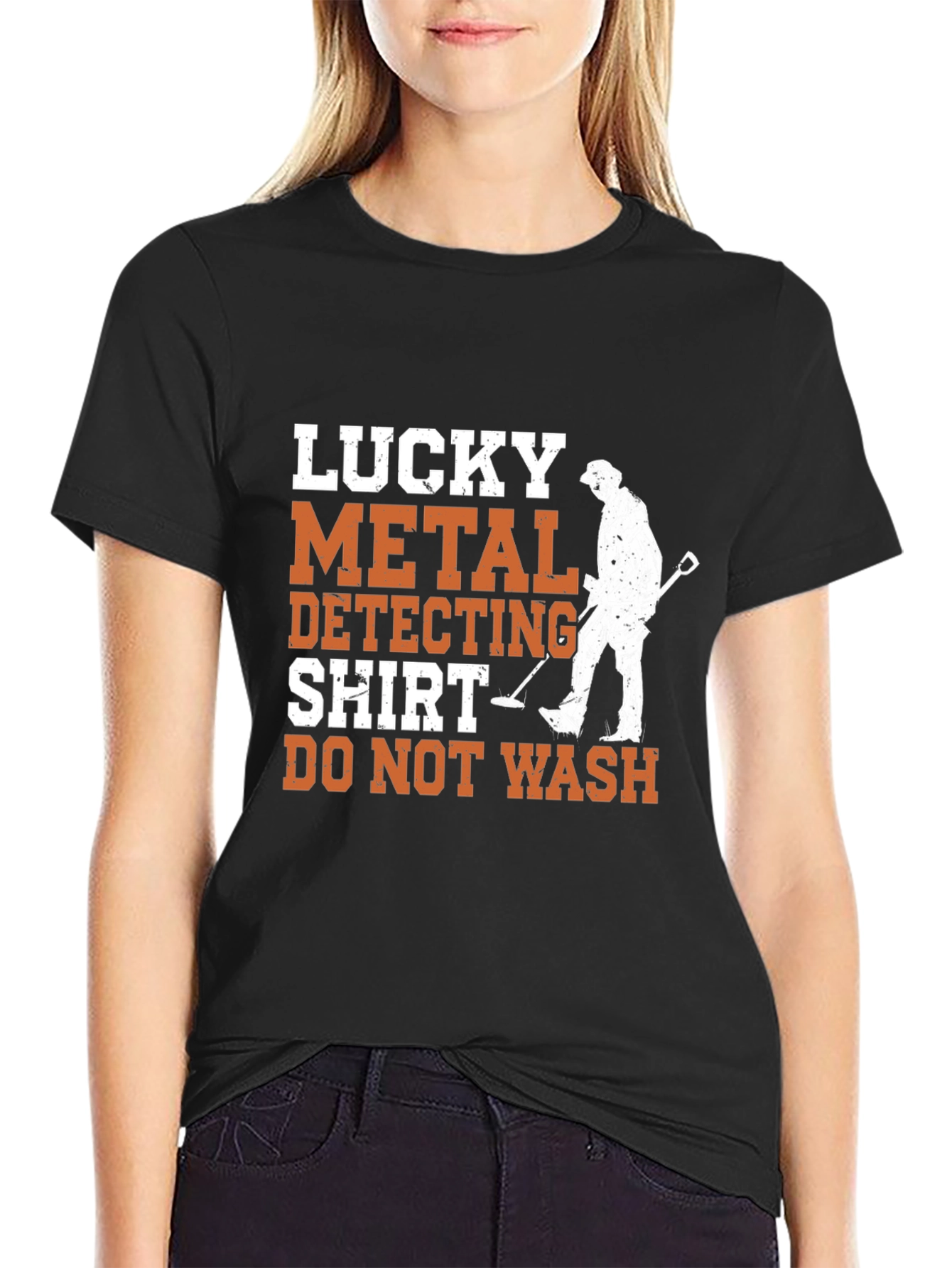 Black Lucky Metal Detecting Shirt - Funny Hobby Tee view 2