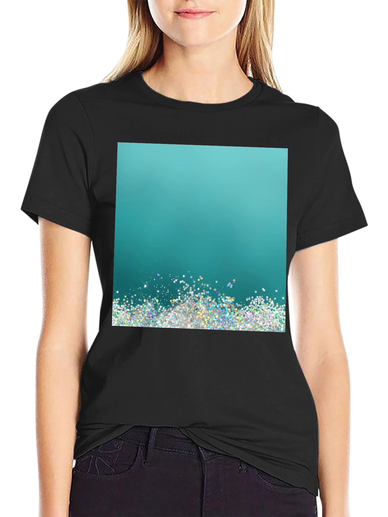 Black Glitter Gradient Tee view 2