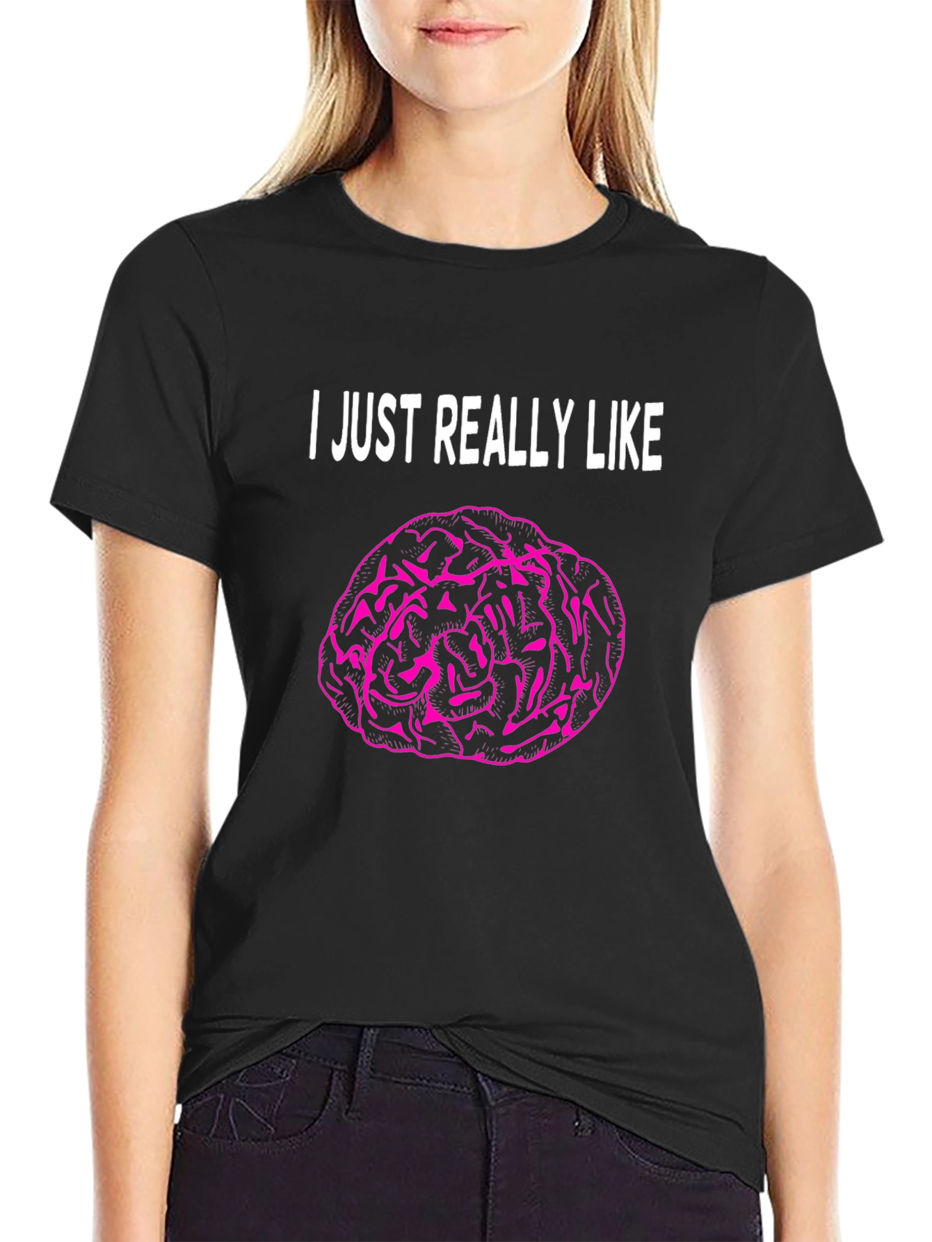 Black I Just Really Like Brains T-Shirt view 2