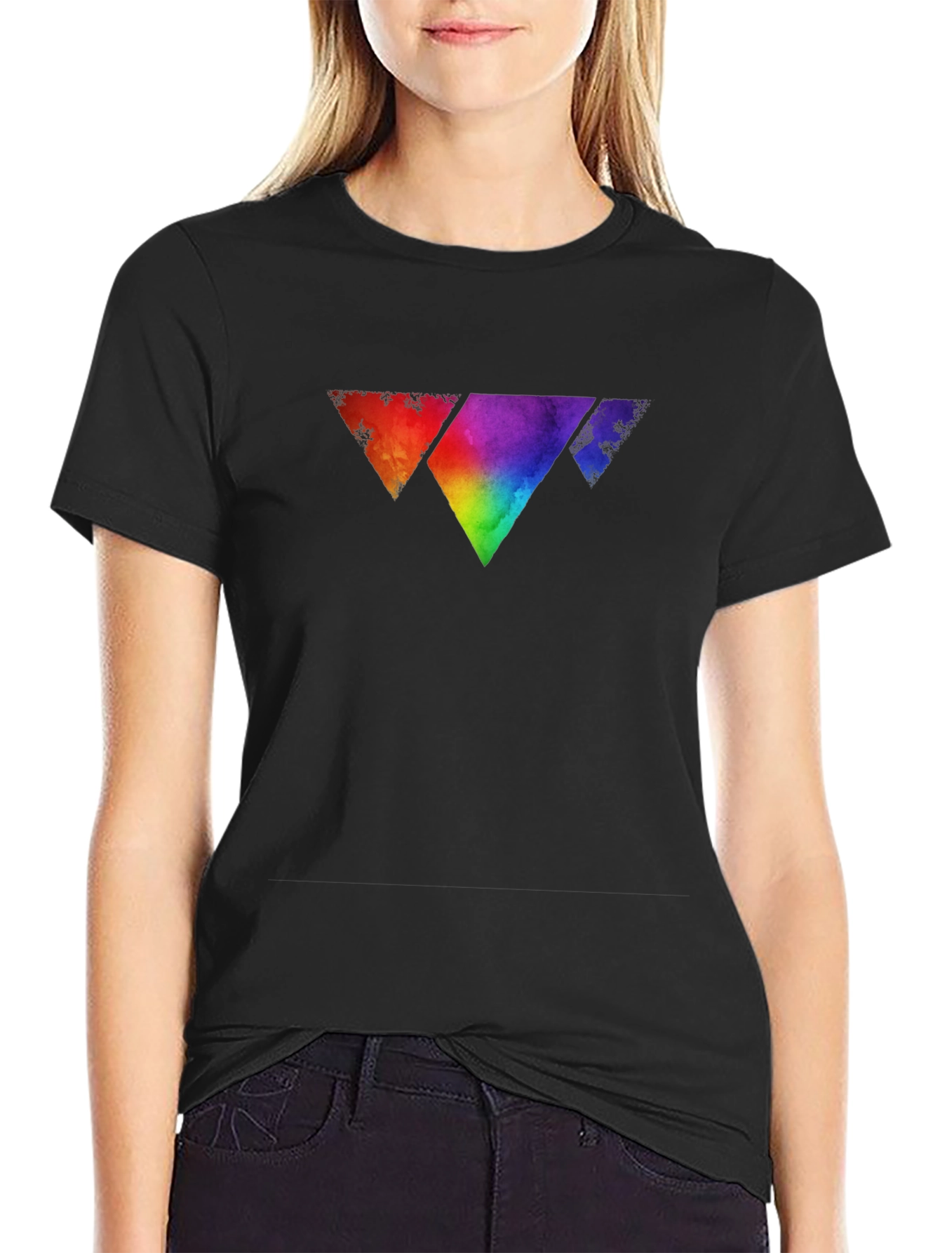 Black Rainbow Triangle Graphic Tee - Men's Black T-Shirt view 2