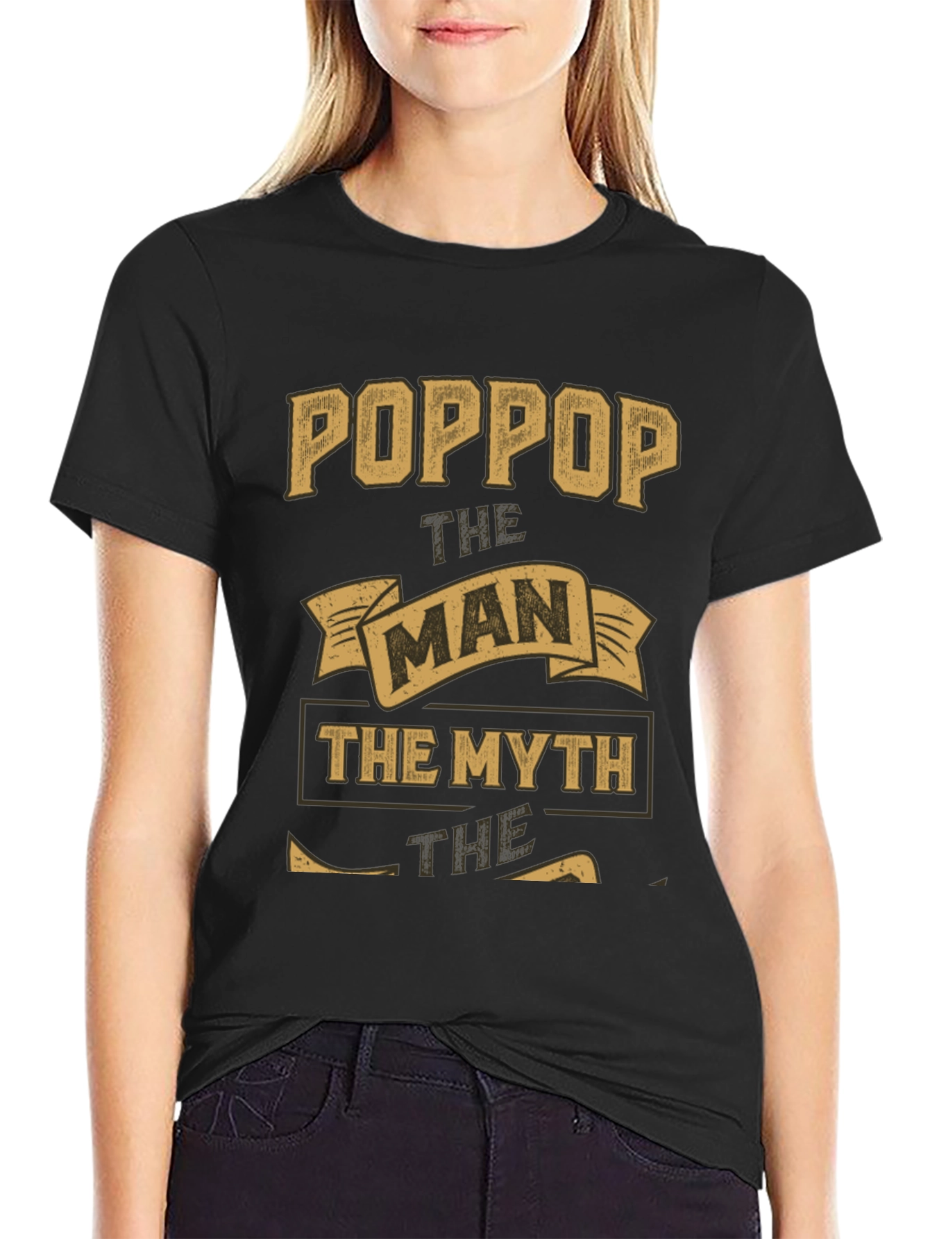 Black Poppop The Man The Myth Legend Graphic T-Shirt view 2