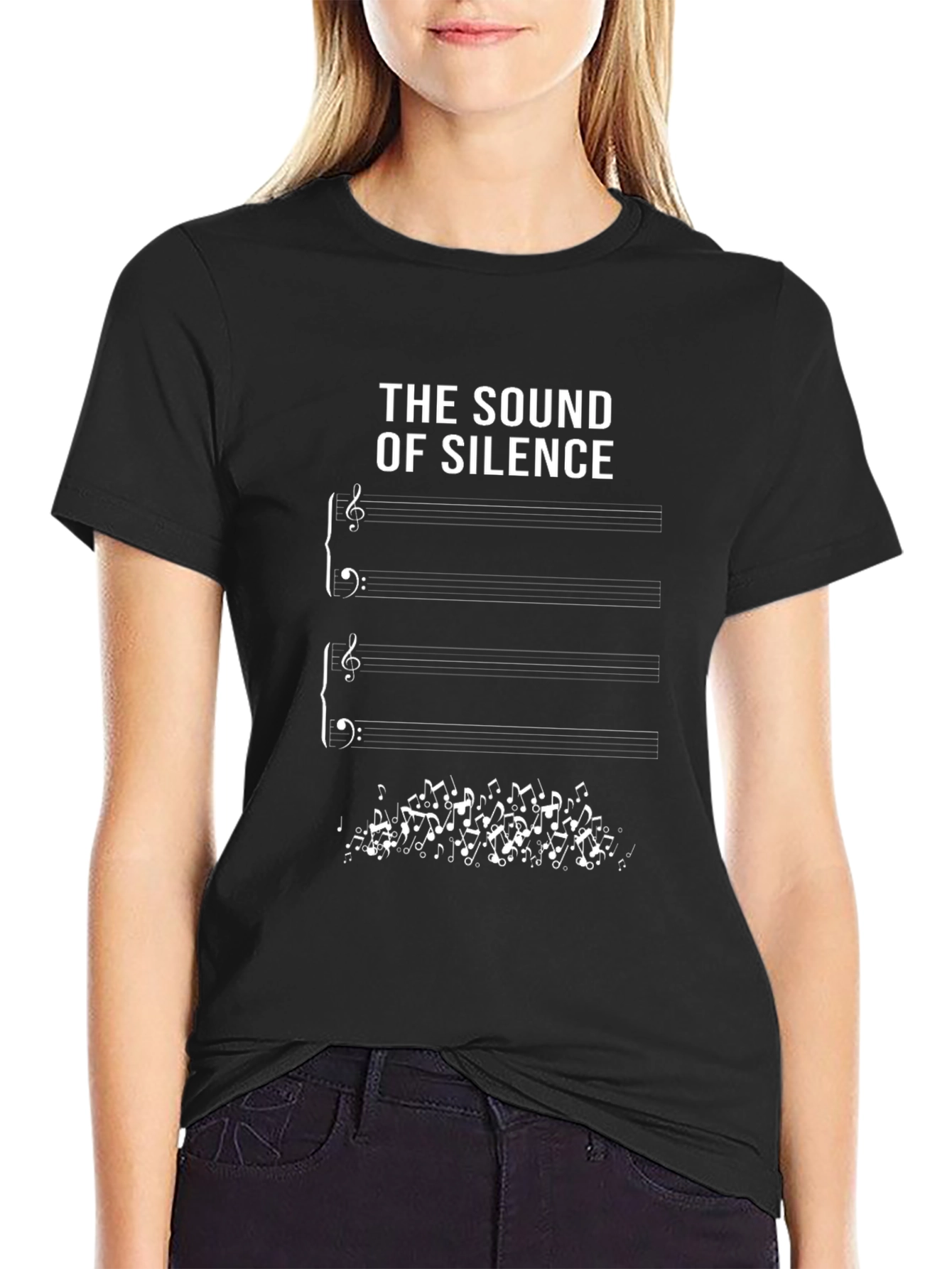 Black The Sound of Silence Graphic T-Shirt view 2