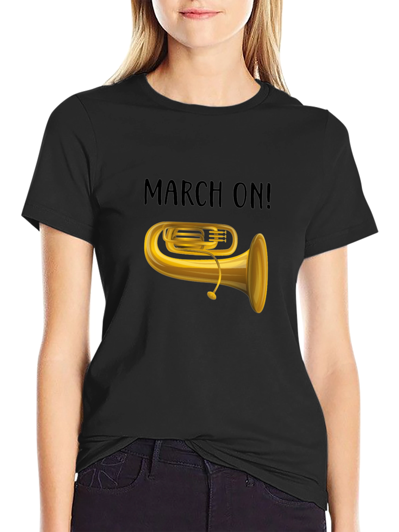 Black March On! Tuba Graphic Tee view 2