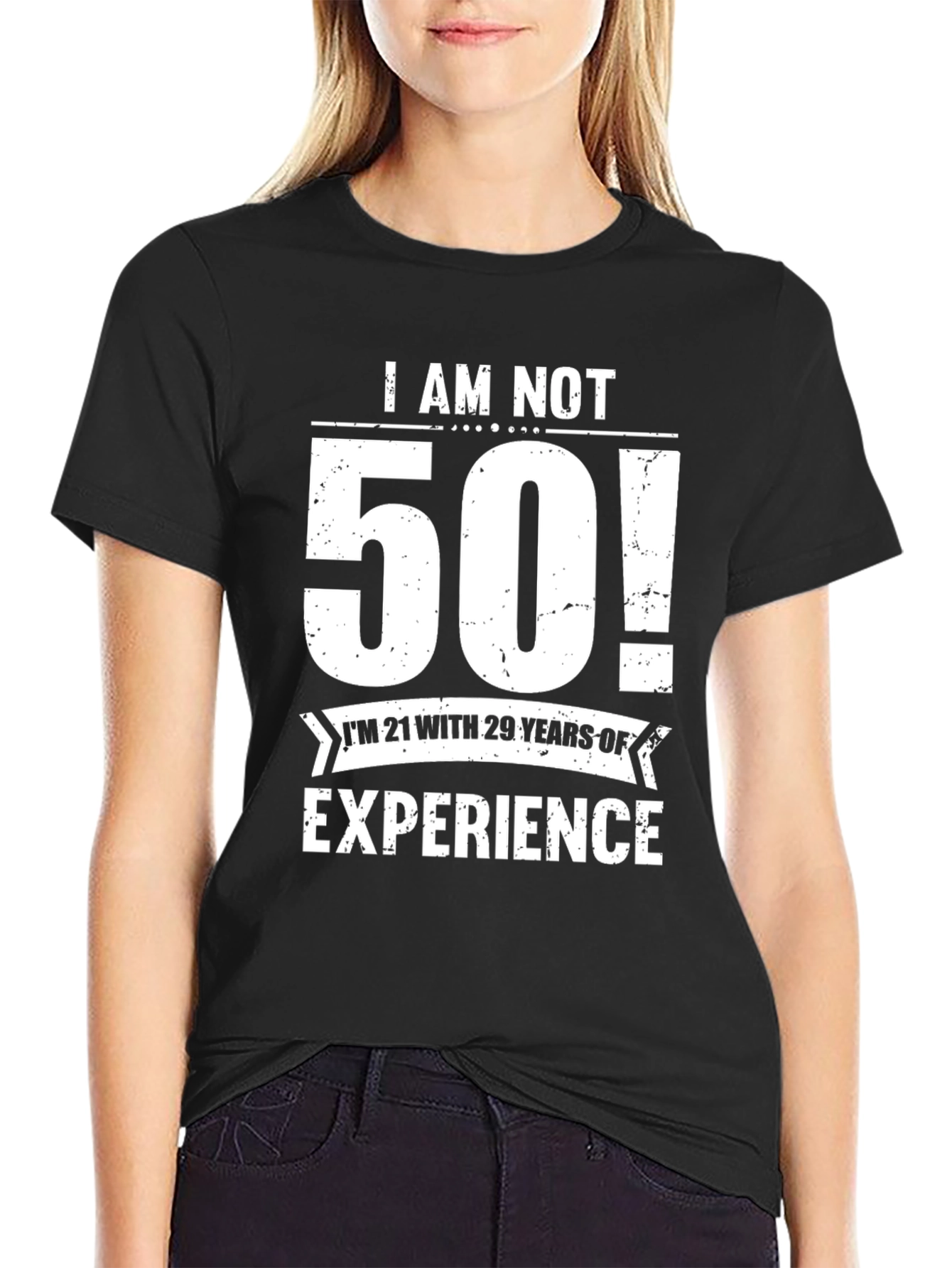 Black Funny 50th Birthday T-Shirt - 21 with 29 Years Experience view 2