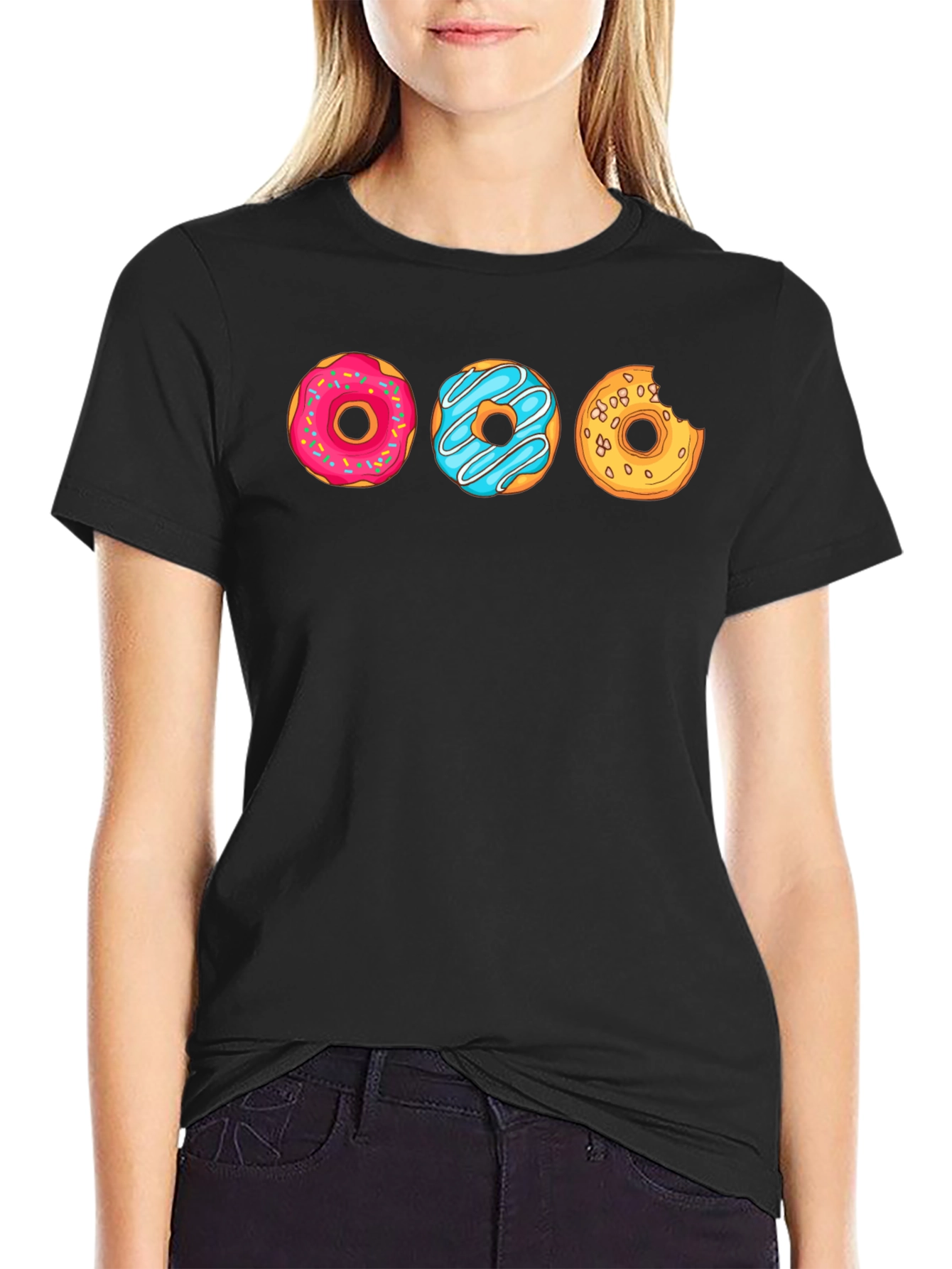 Black Fun Donut Graphic Tee - Black Casual Shirt view 2