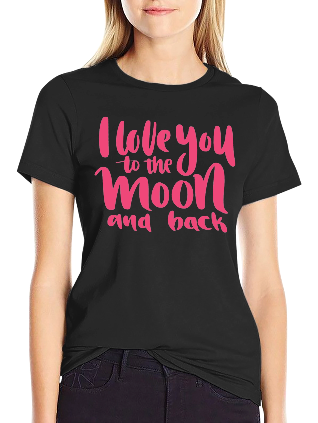 Black I Love You to the Moon and Back T-Shirt view 2