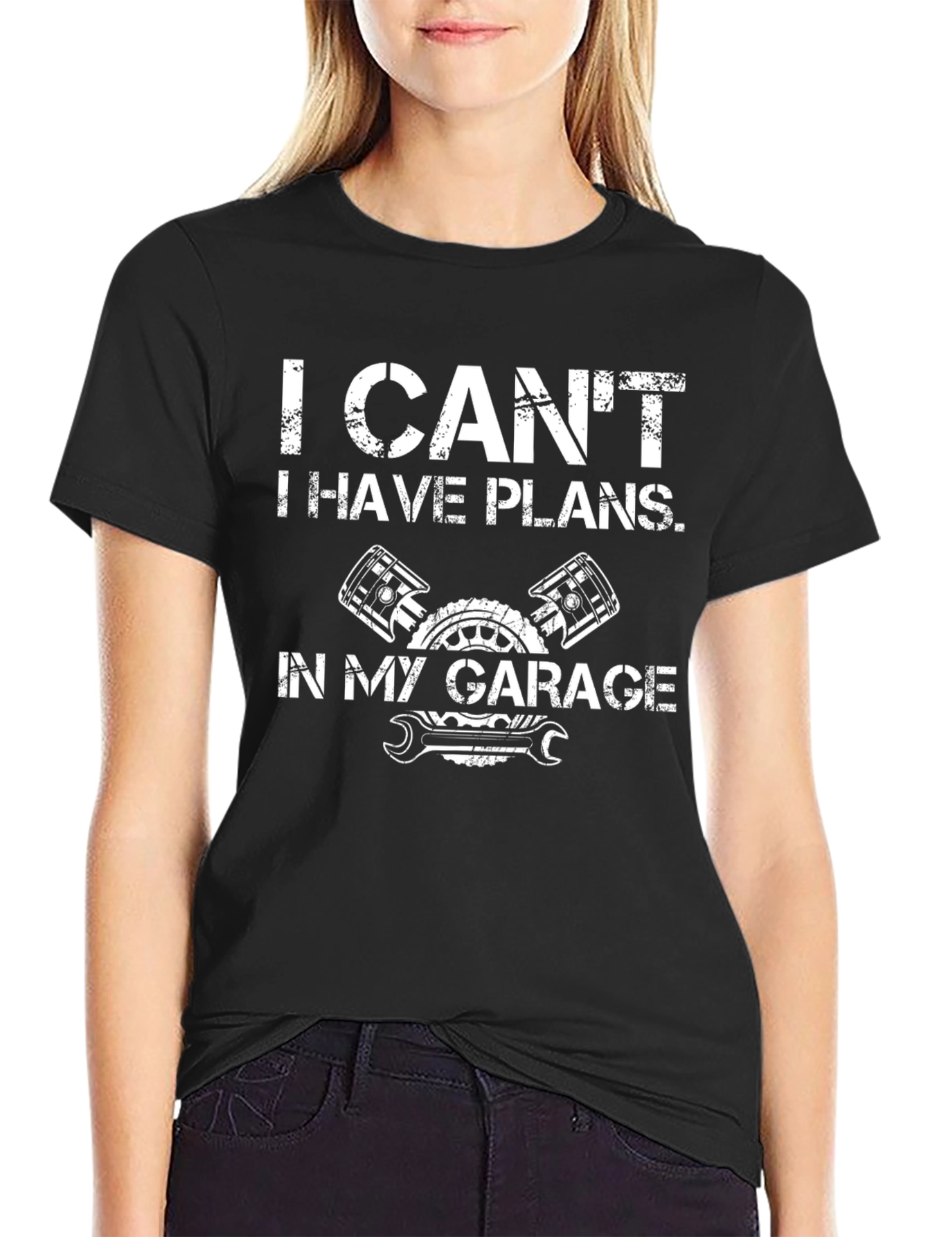 Black Garage Plans T-Shirt - Mechanic Gift view 2