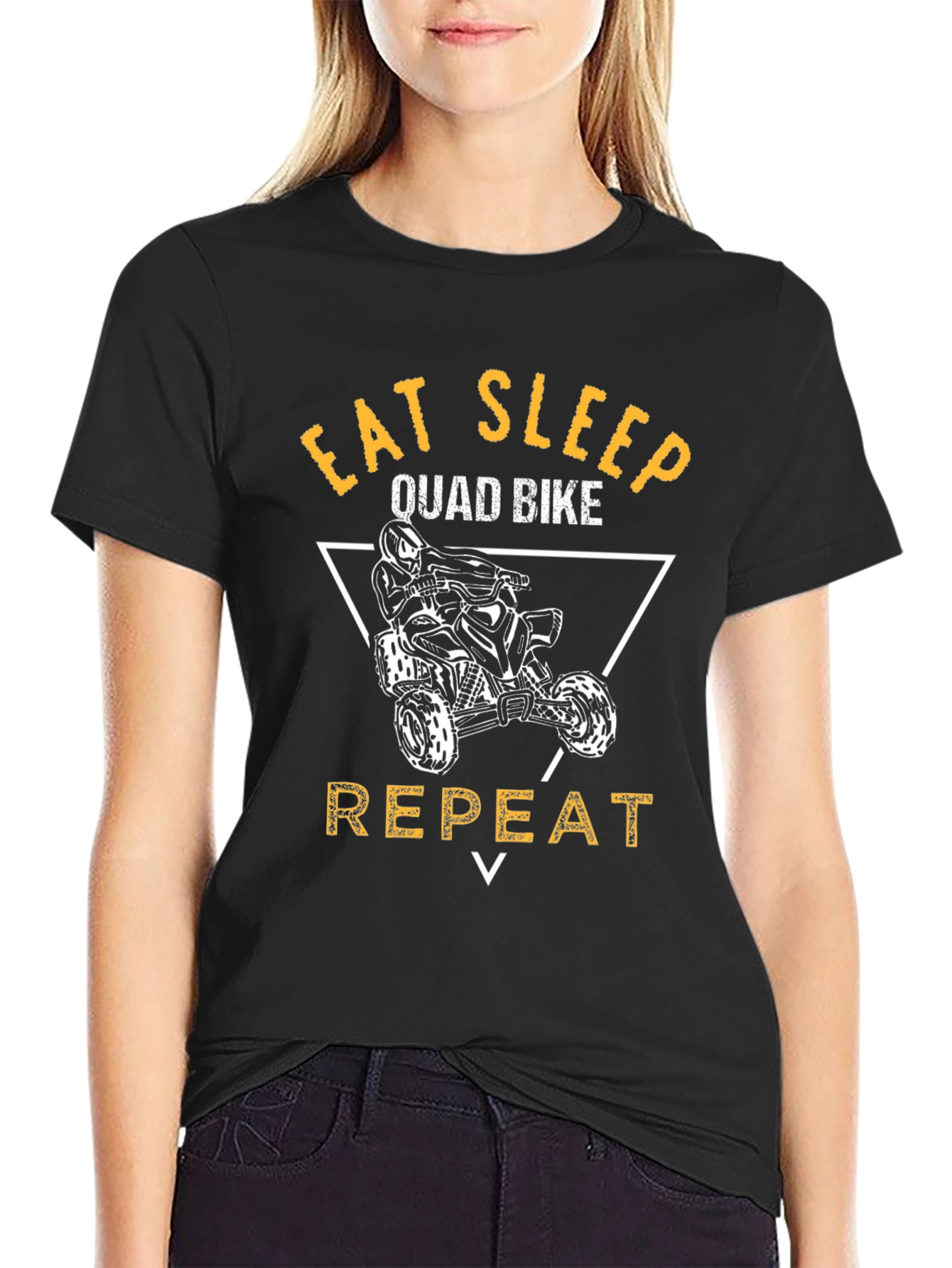 Black Eat Sleep Quad Bike Repeat T-Shirt view 2