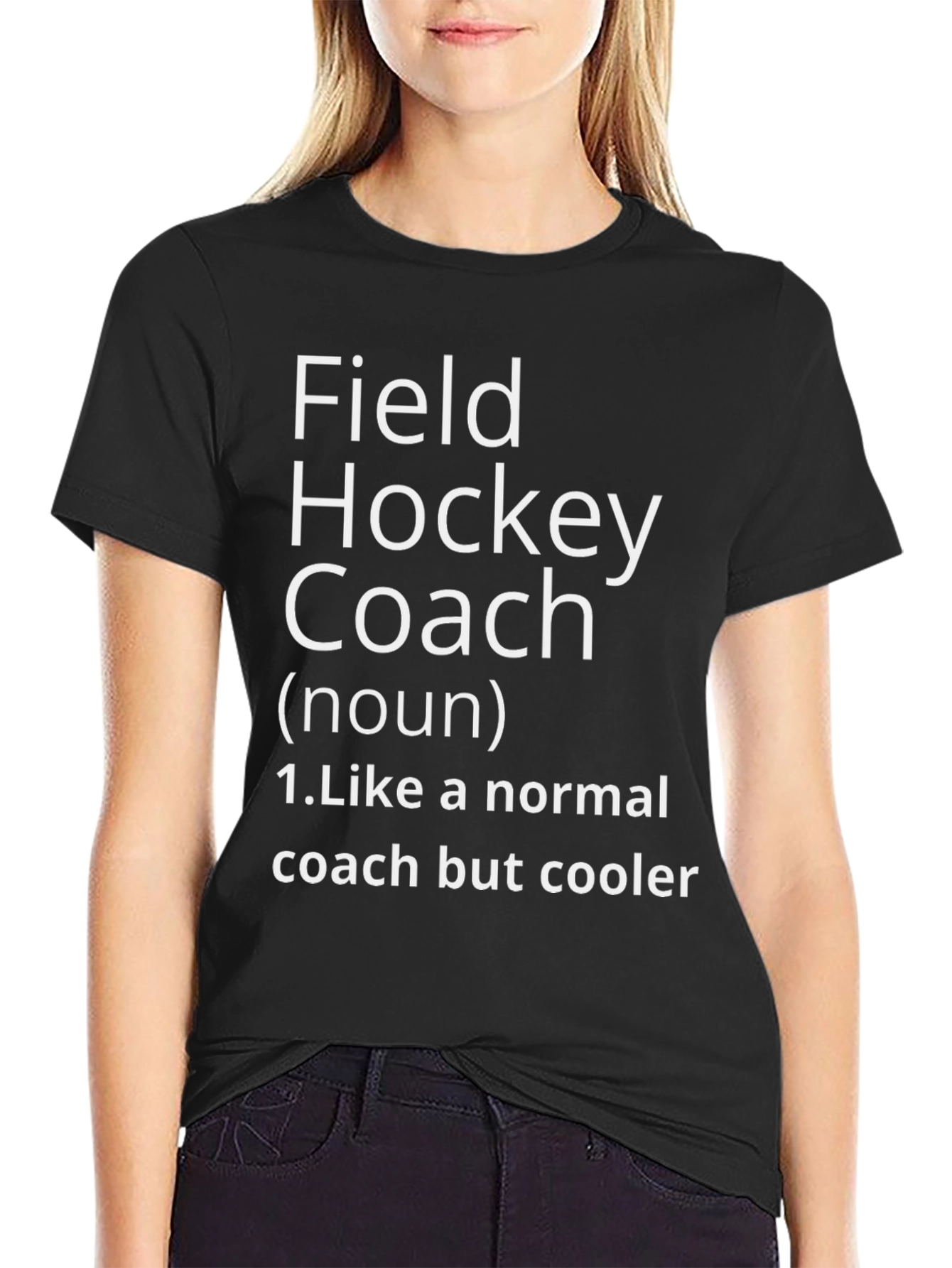 Black Field Hockey Coach Novelty T-Shirt view 2